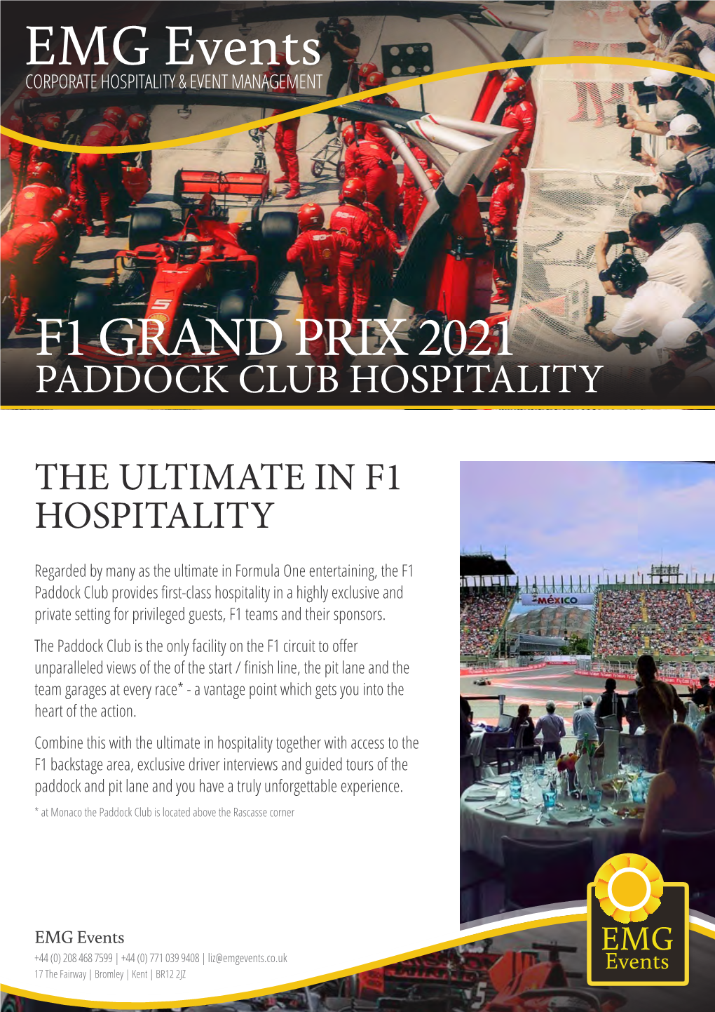 F1 Paddock Club Hospitality 2021