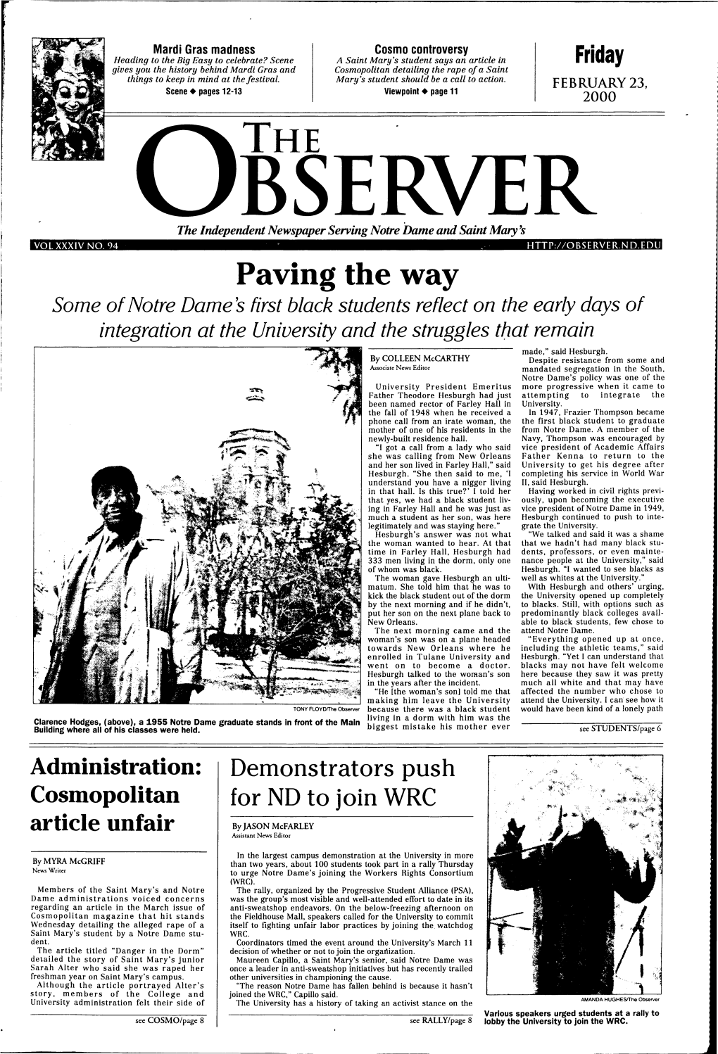 Paving the Way Some of Notre Dames First Black Students Reflect on the Early Days of Integration at the University and the Struggles T(Lat Remain Made," Said Hesburgh