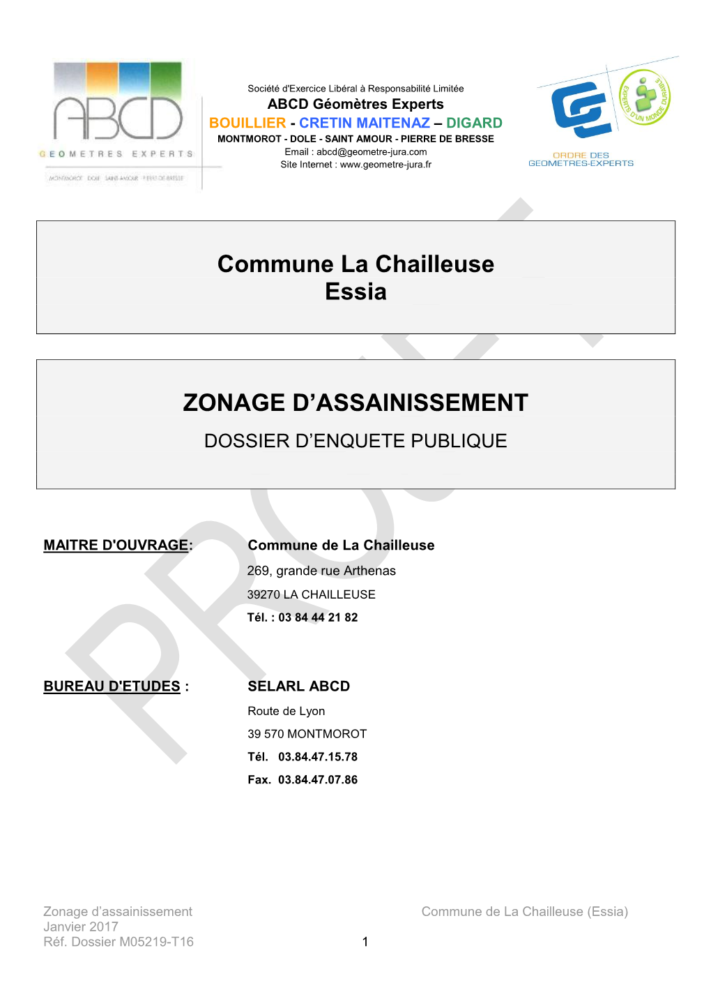 Commune La Chailleuse Essia ZONAGE D'assainissement