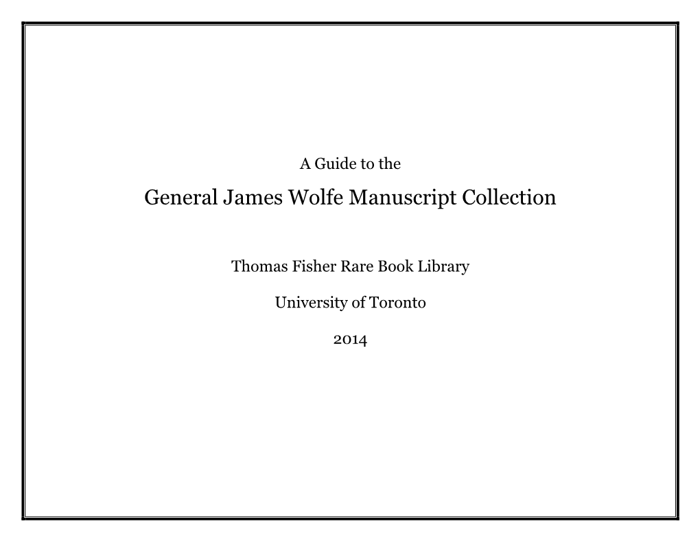 General James Wolfe Manuscript Collection