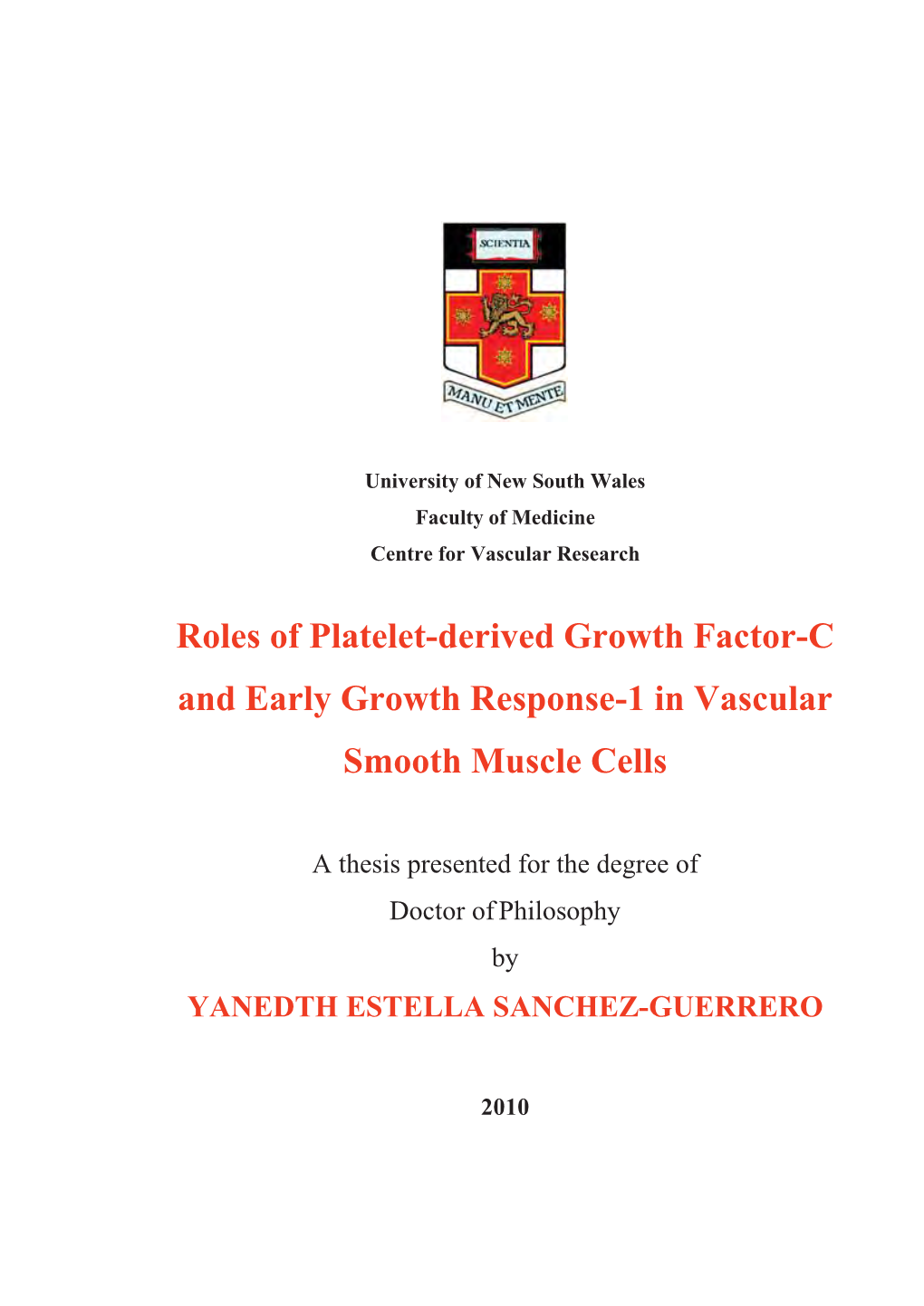 Roles of Platelet-Derived Growth Factor-C and Early Growth Response-1 in Vascular Smooth Muscle Cells