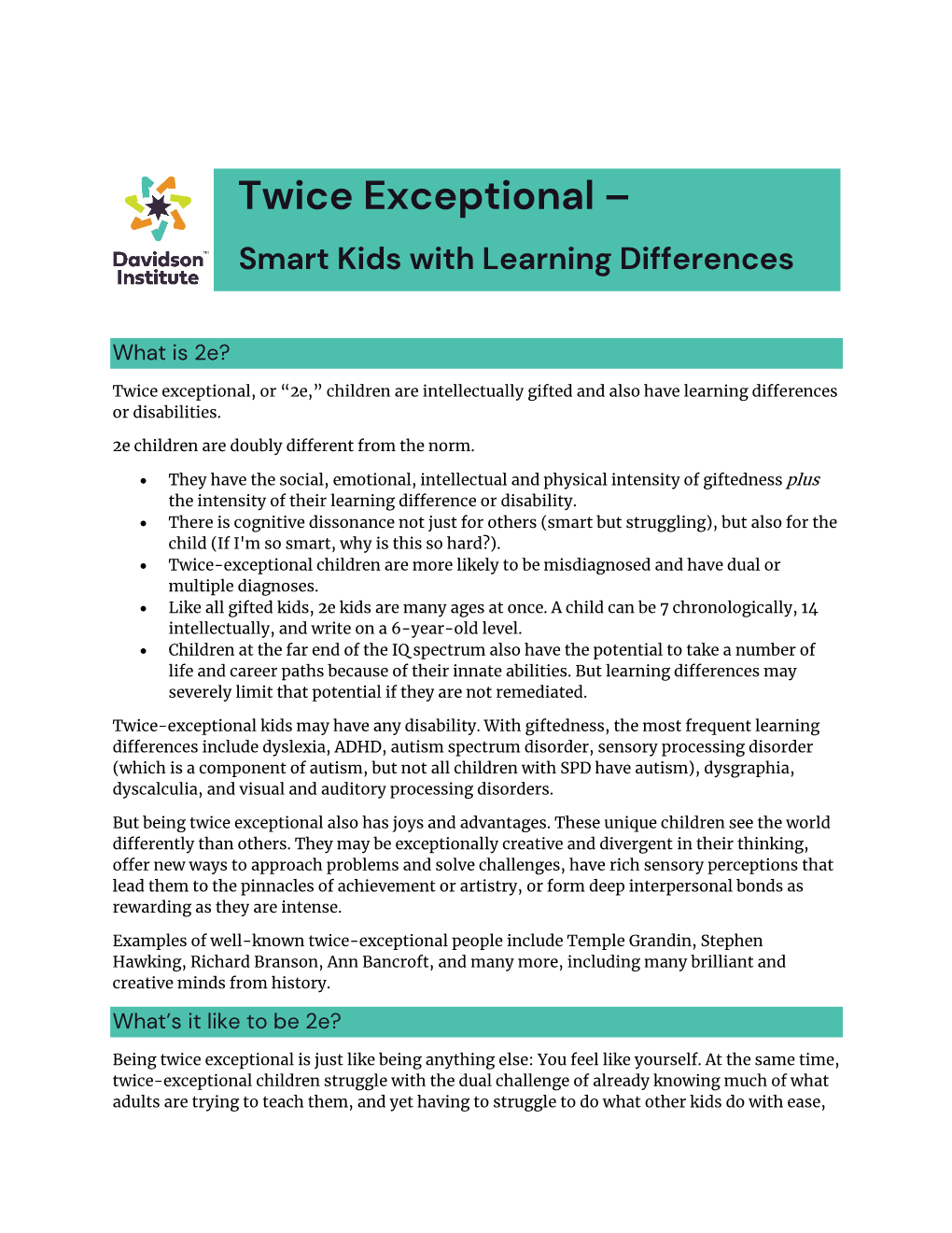 Twice Exceptional – Smart Kids with Learning Differences