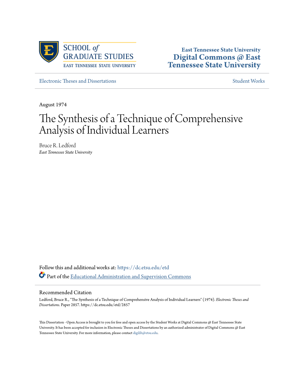 The Synthesis of a Technique of Comprehensive Analysis of Individual Learners