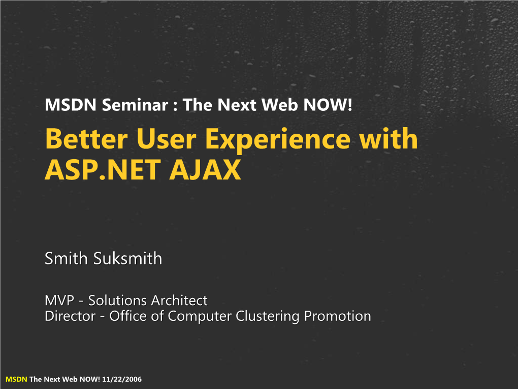 Better User Experience with ASP.NET AJAX