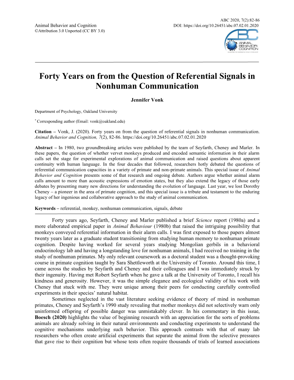 Forty Years on from the Question of Referential Signals in Nonhuman Communication