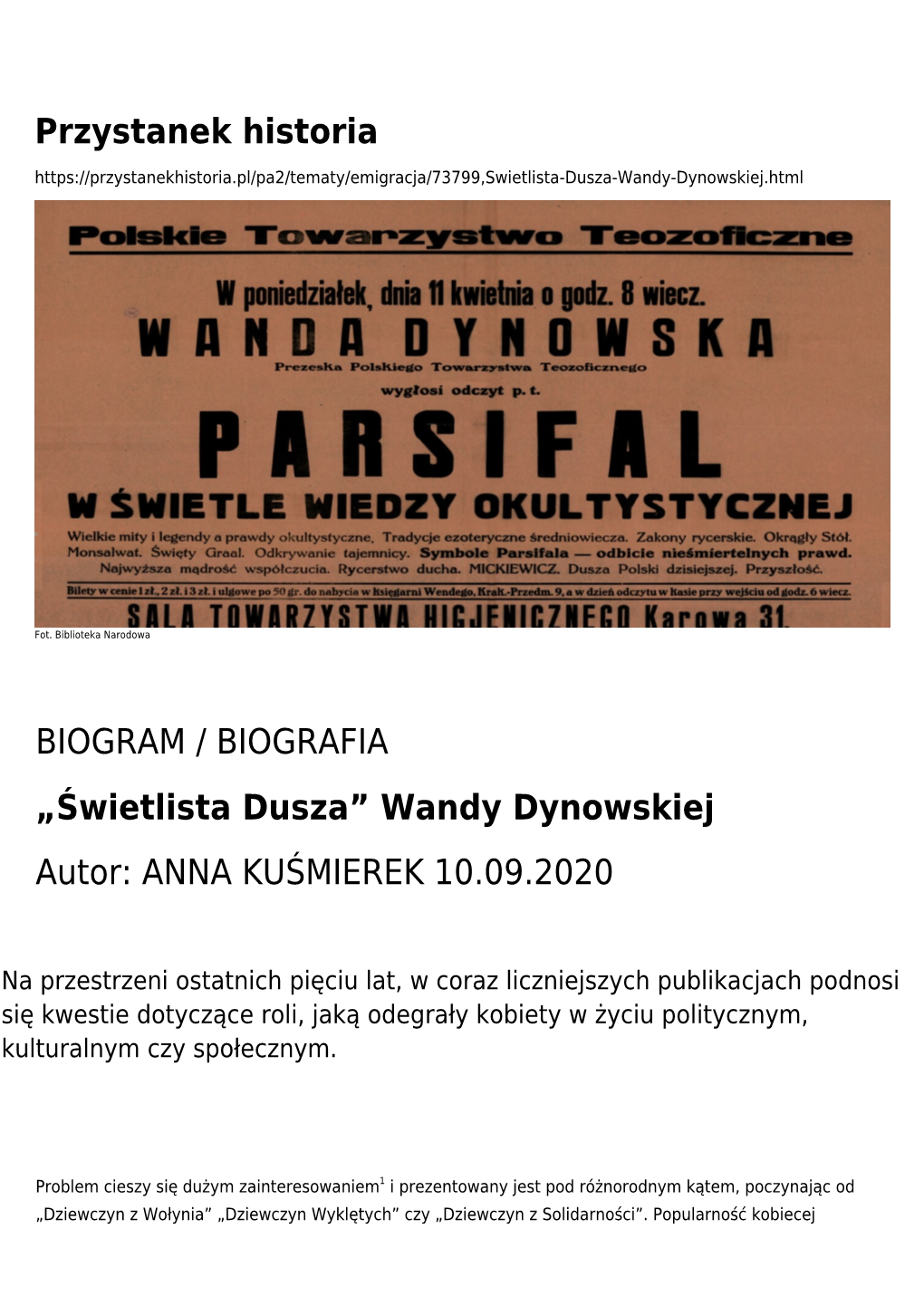 „Świetlista Dusza” Wandy Dynowskiej Autor: ANNA KUŚMIEREK 10.09.2020