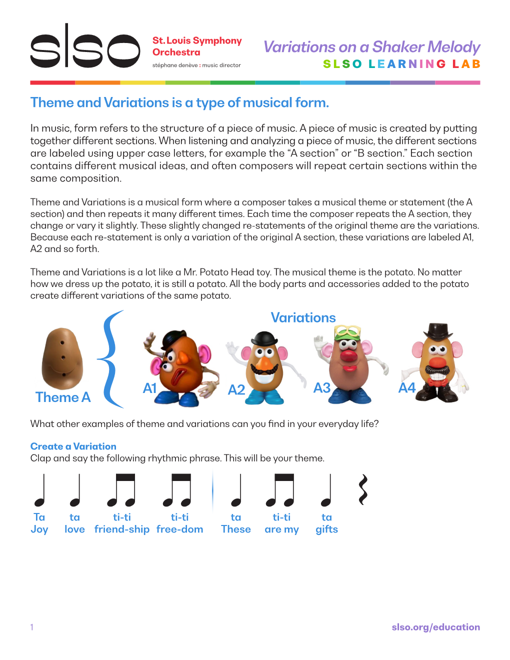 Variations on a Shaker Melody SLS O L E ARN ING L AB