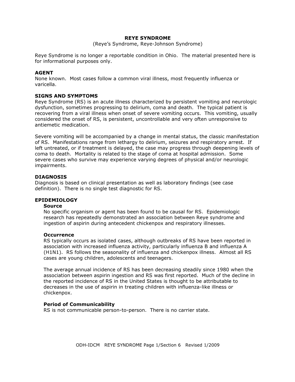 REYE SYNDROME (Reye’S Syndrome, Reye-Johnson Syndrome)