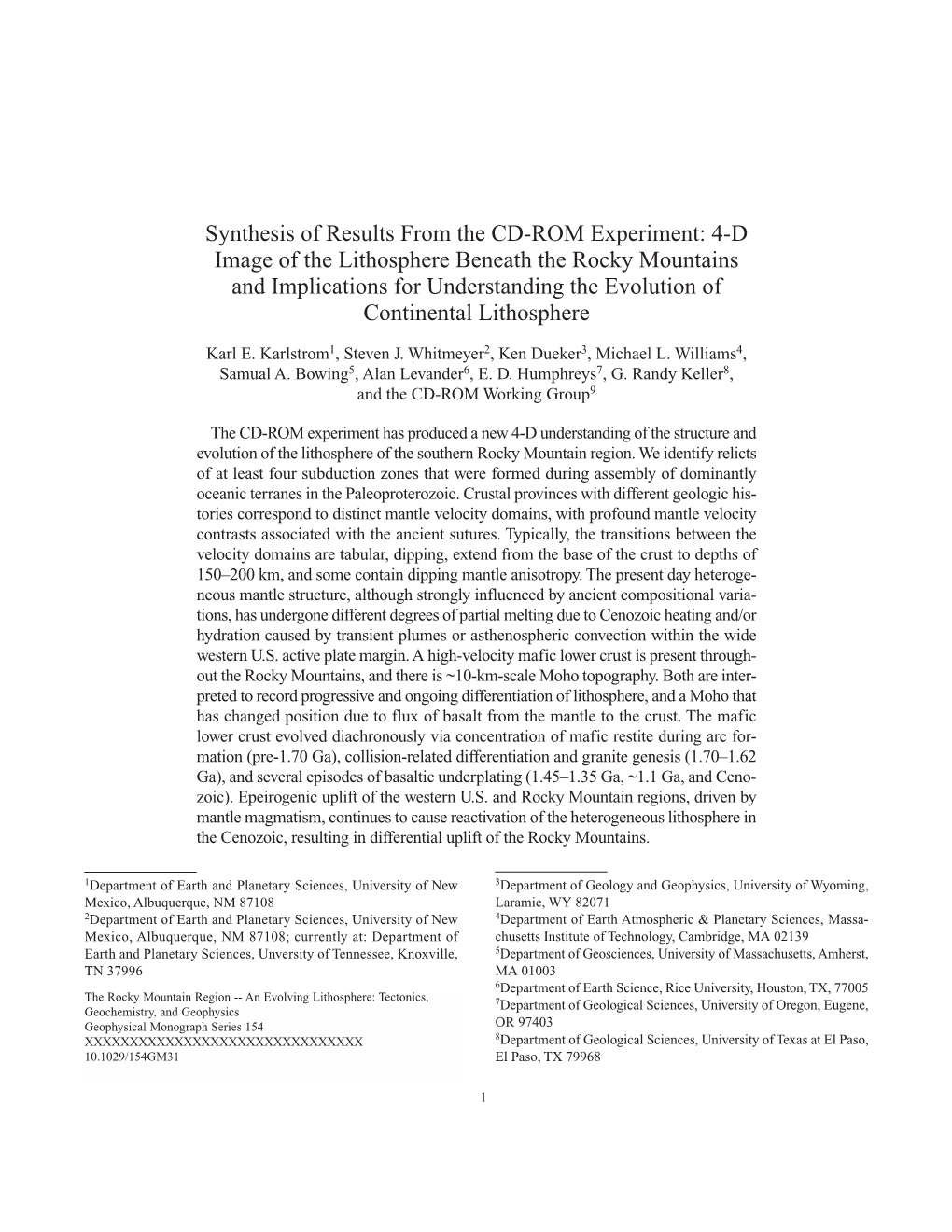 Synthesis of Results from the CD-ROM Experiment: 4-D Image Of