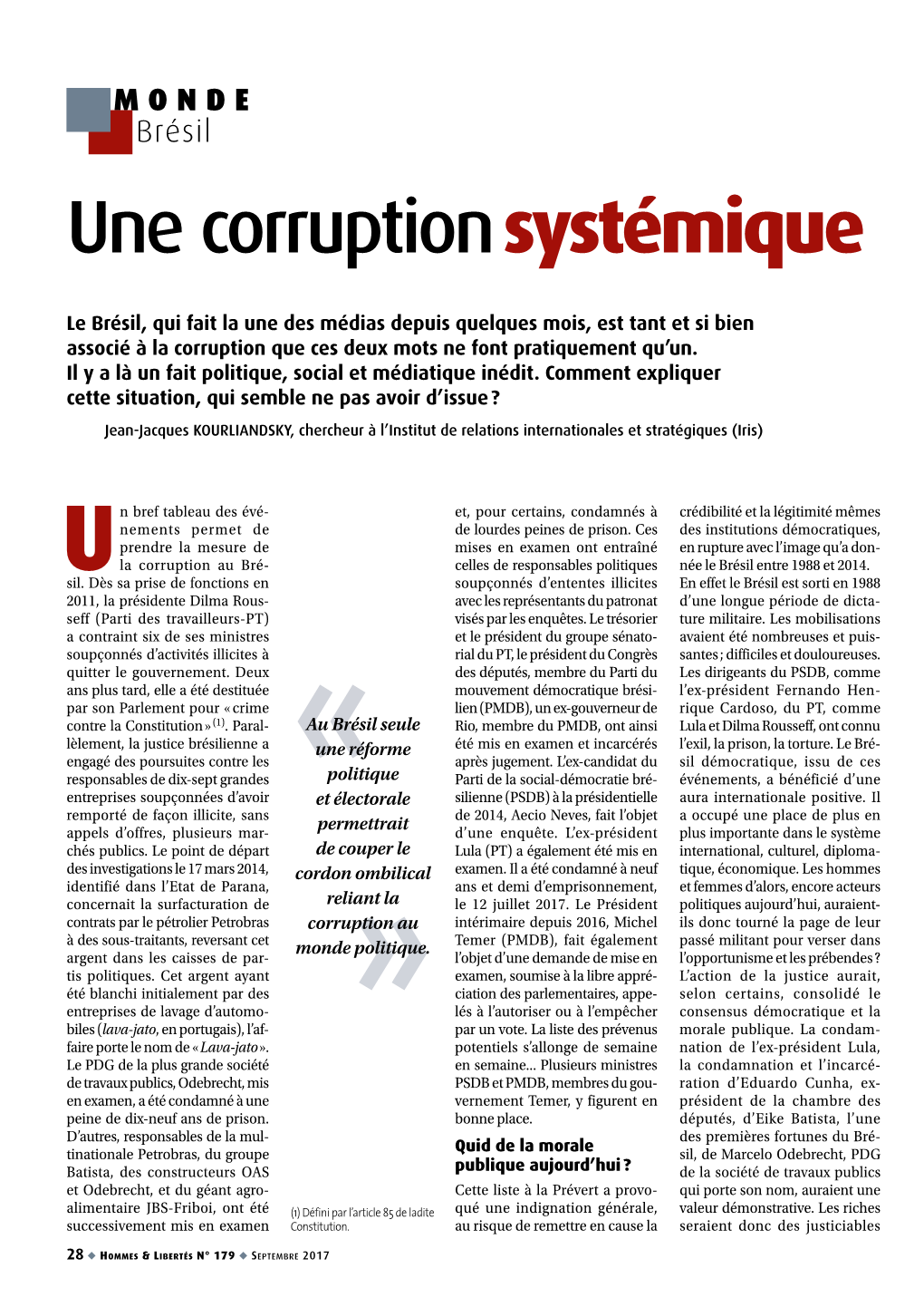 Une Corruption Systémique