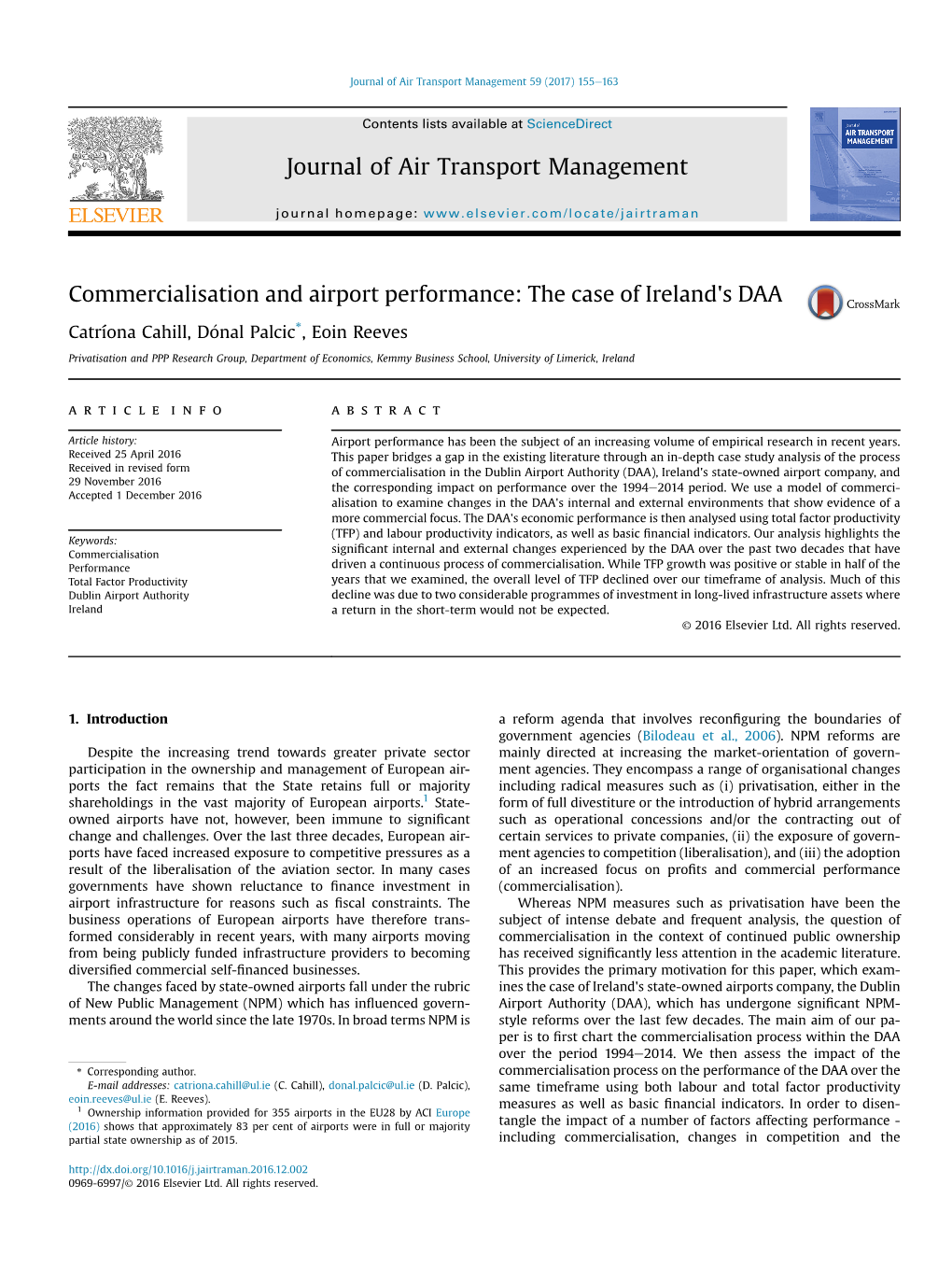 Commercialisation and Airport Performance: the Case of Ireland's DAA