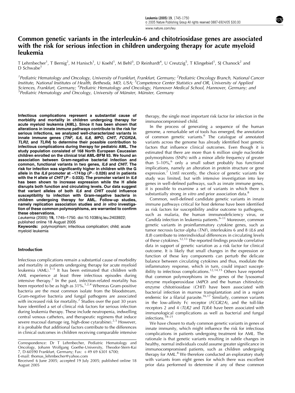 Common Genetic Variants in the Interleukin-6 and Chitotriosidase