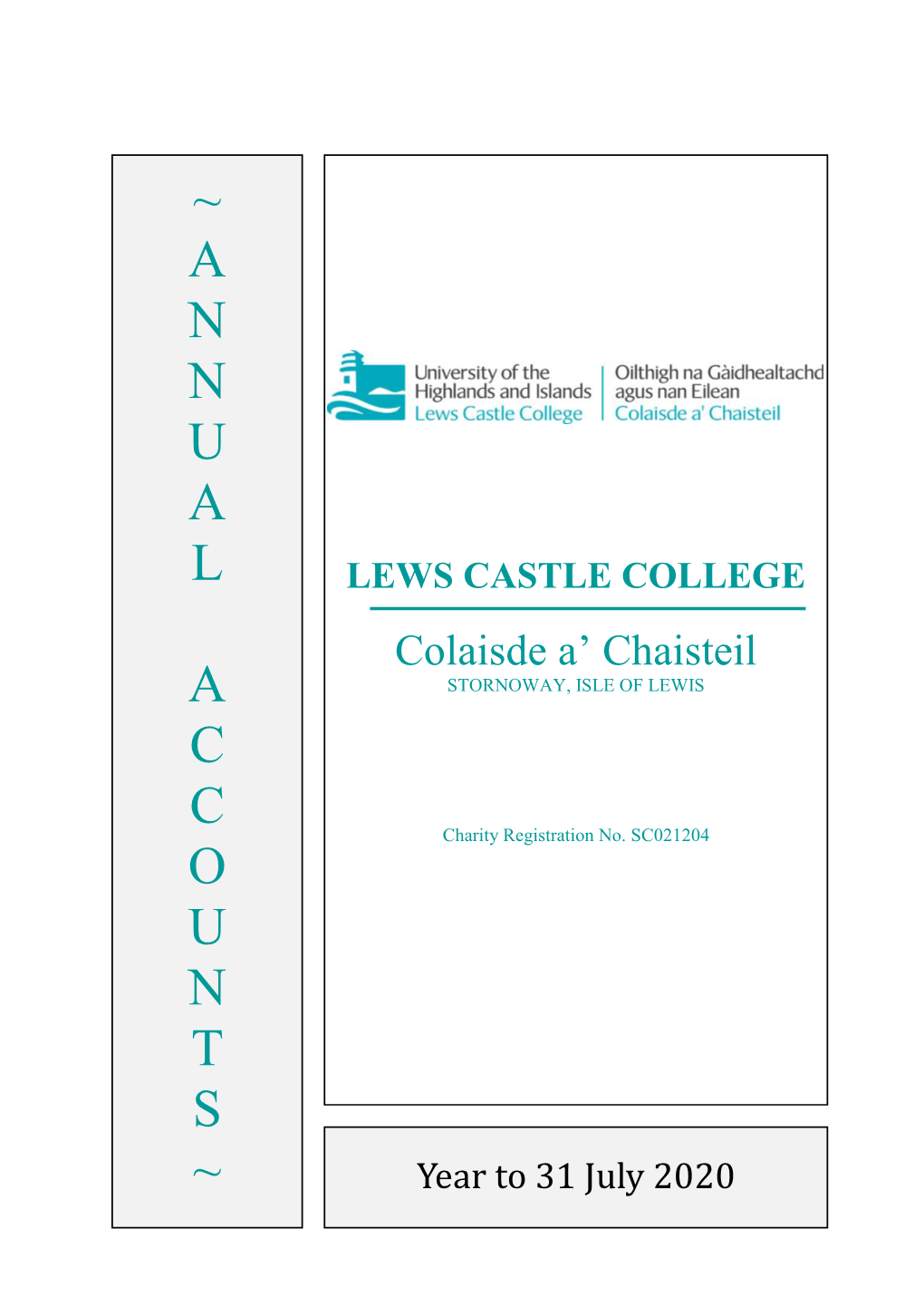 Lews Castle College Annual Accounts 2019-20