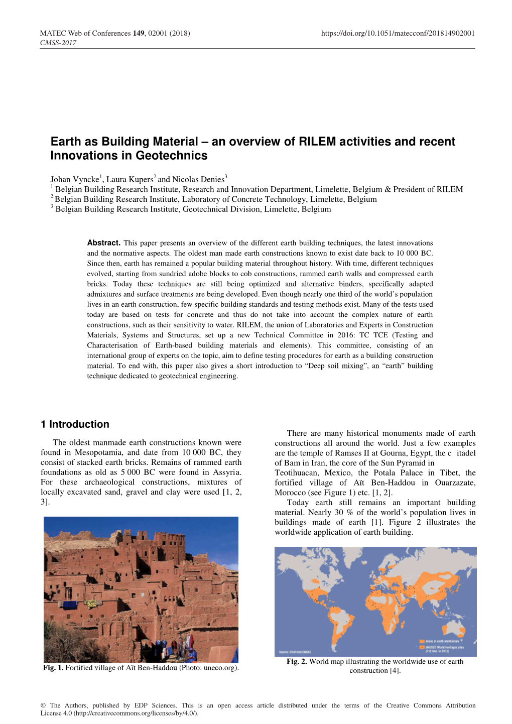 Earth As Building Material – an Overview of RILEM Activities and Recent Innovations in Geotechnics