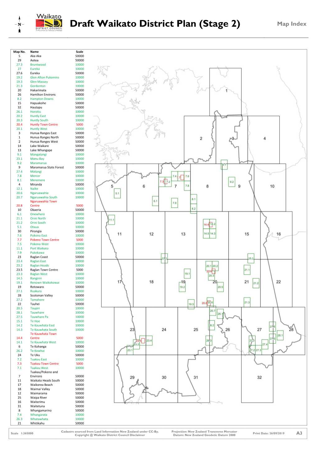 Draft Waikato District Plan (Stage 2) Map Index