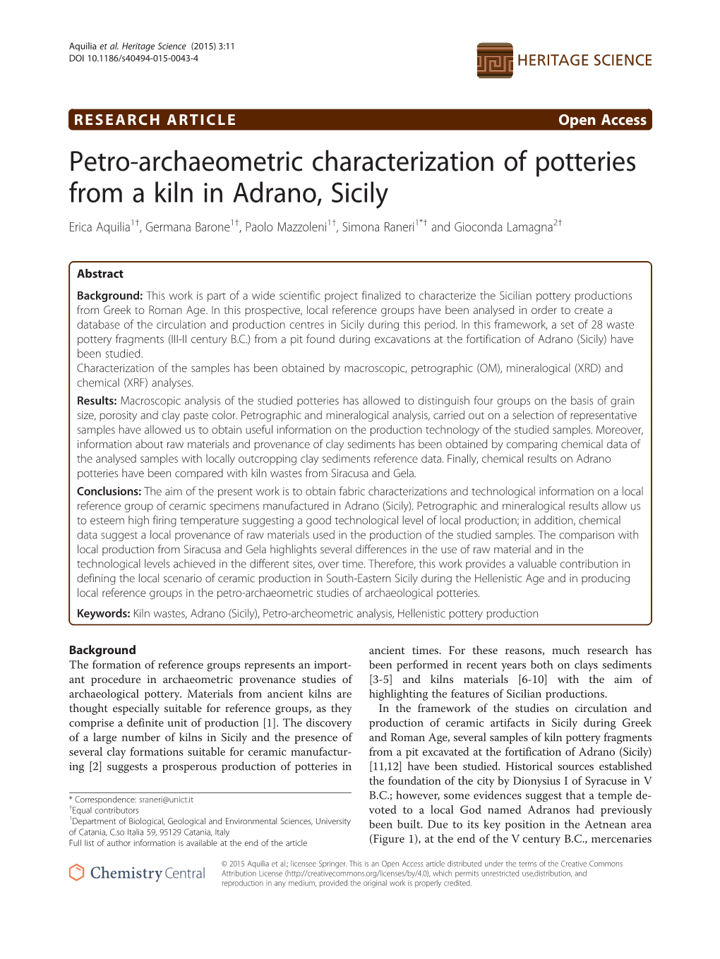 Petro-Archaeometric Characterization of Potteries from a Kiln in Adrano