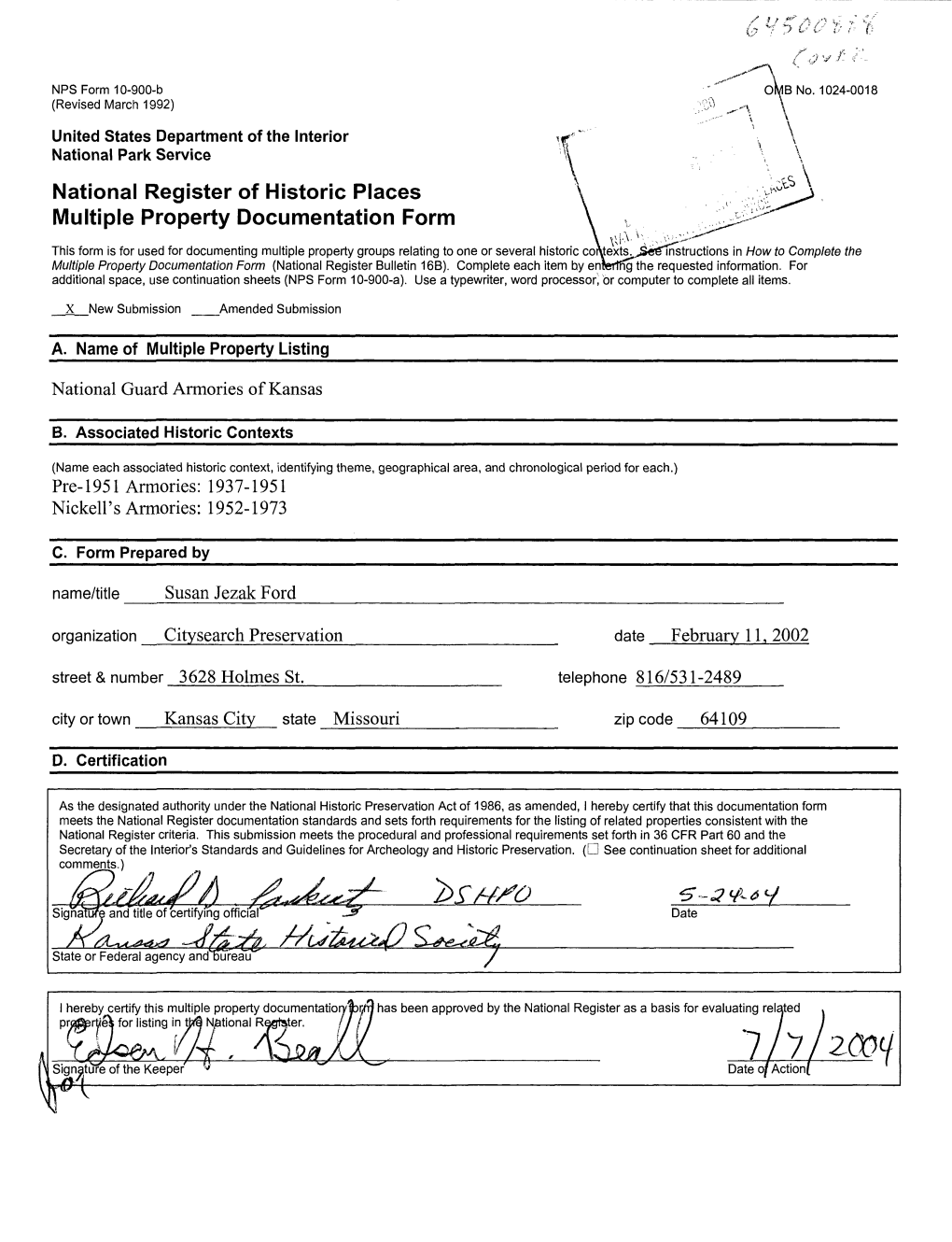 National Register of Historic Places Multiple Property Documentation Form