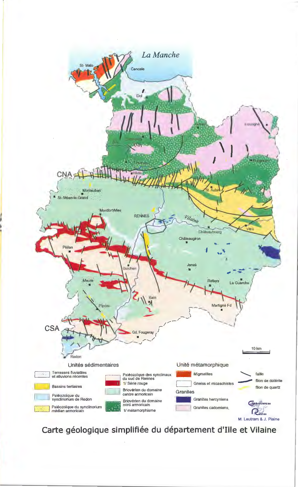 Carte Géologique Simplifiée Du Département D'ille Et Vilaine DECEMBRE 2000 E.R.I.C.A