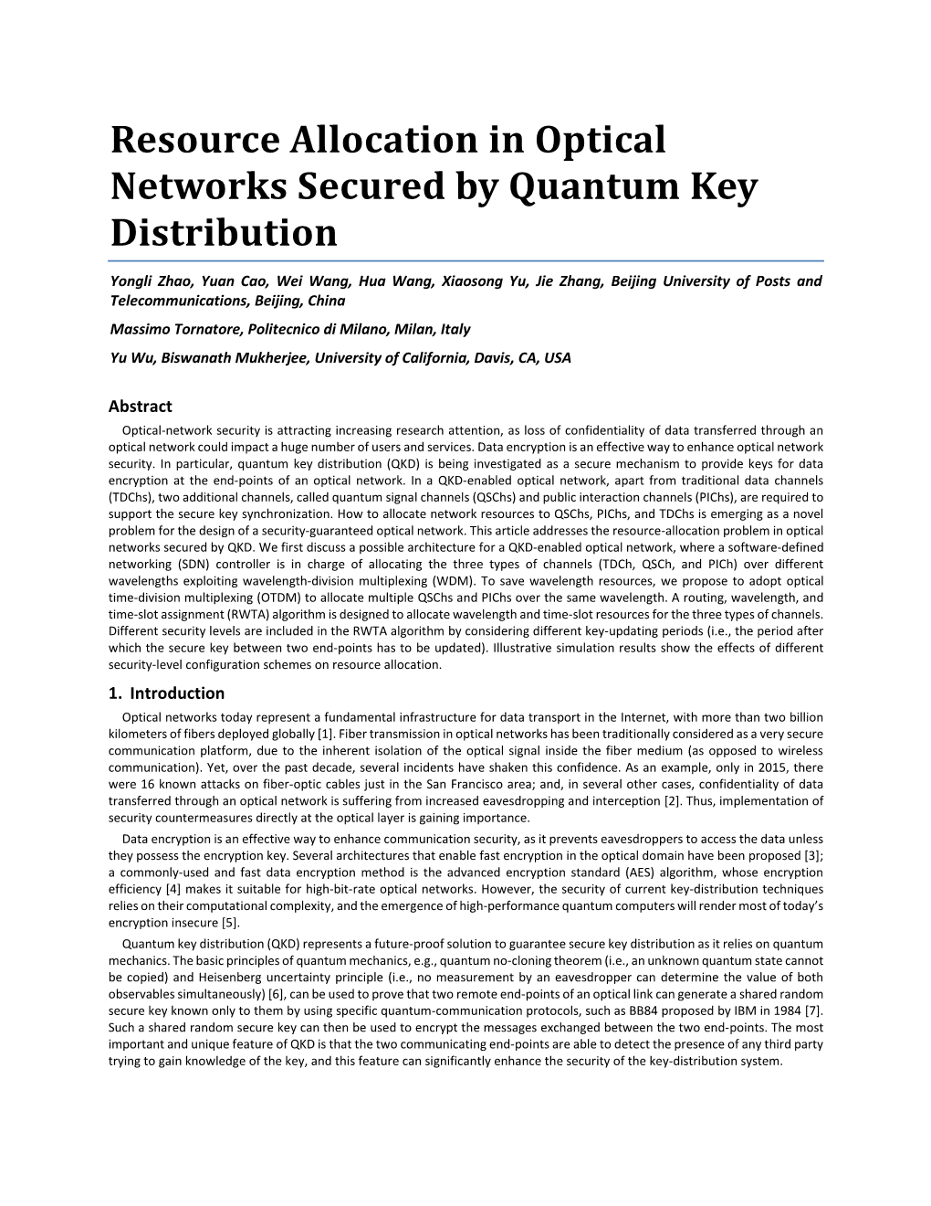 Resource Allocation in Optical Networks Secured by Quantum Key Distribution