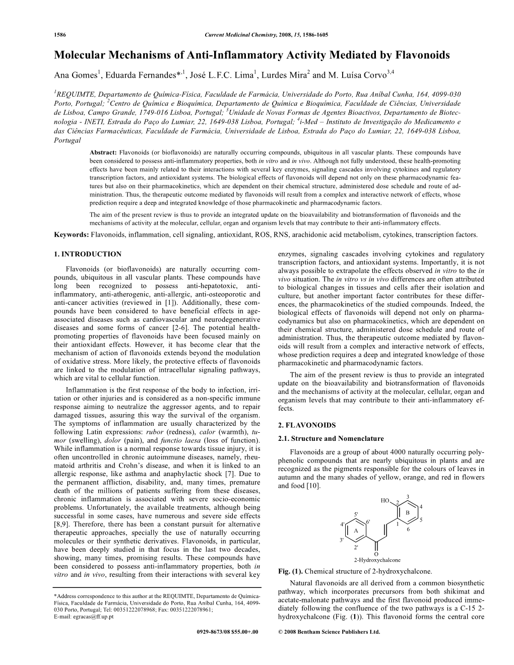 Molecular Mechanisms of Anti-Inflammatory Activity Mediated by Flavonoids