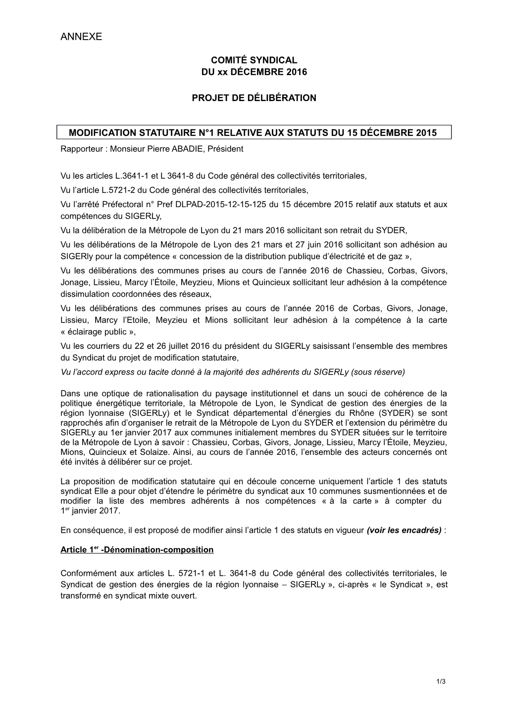 Assemblée Générale Du Comité