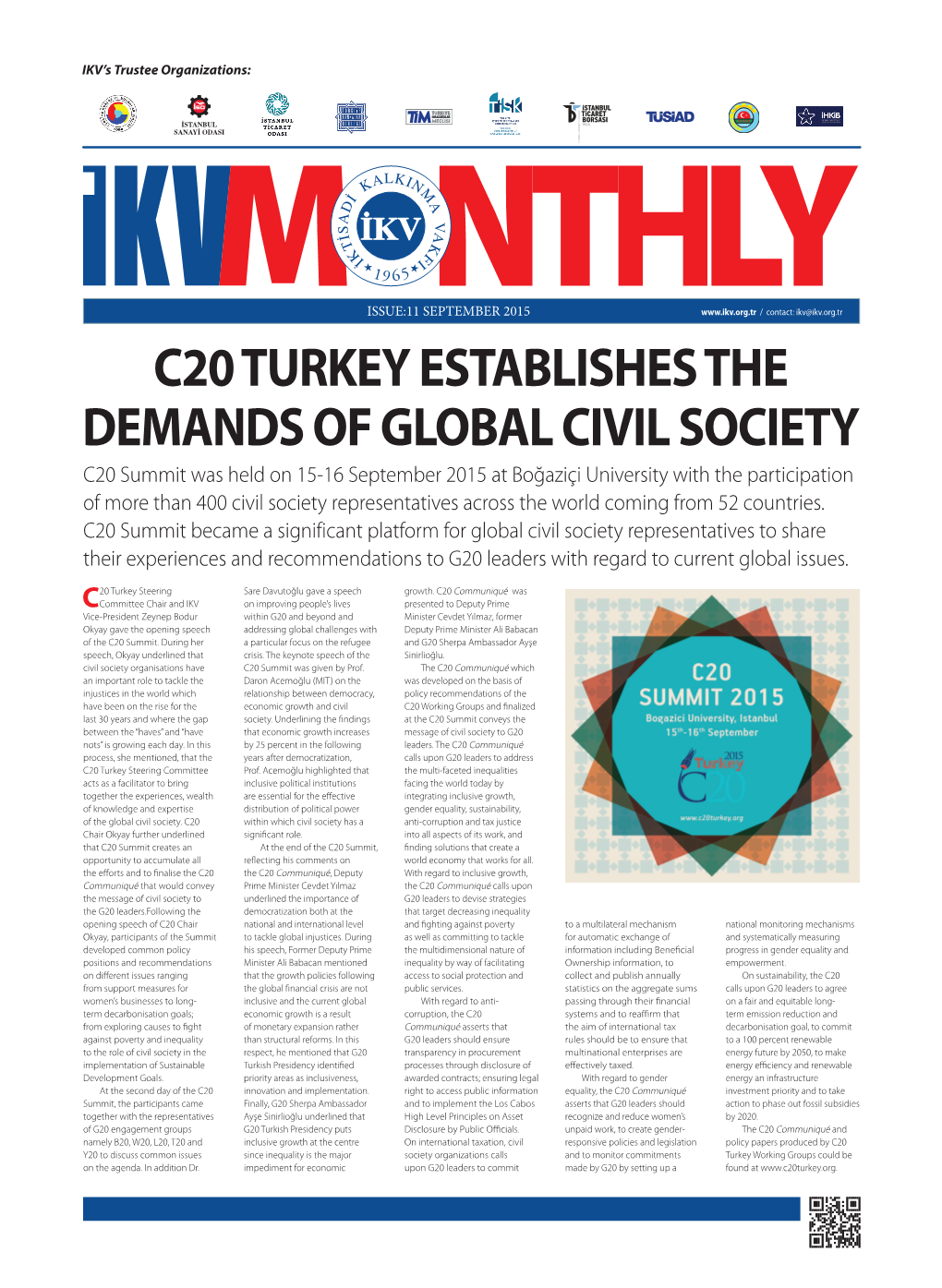 C20 Turkey Establishes the Demands of Global Civil
