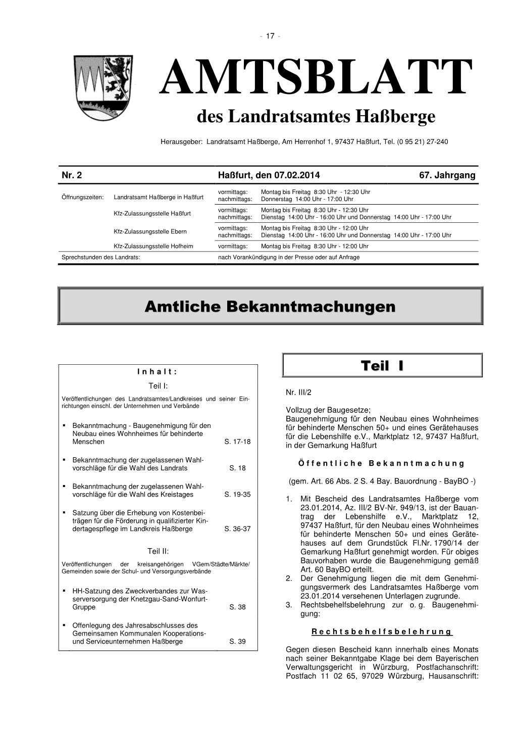 AMTSBLATT Des Landratsamtes Haßberge