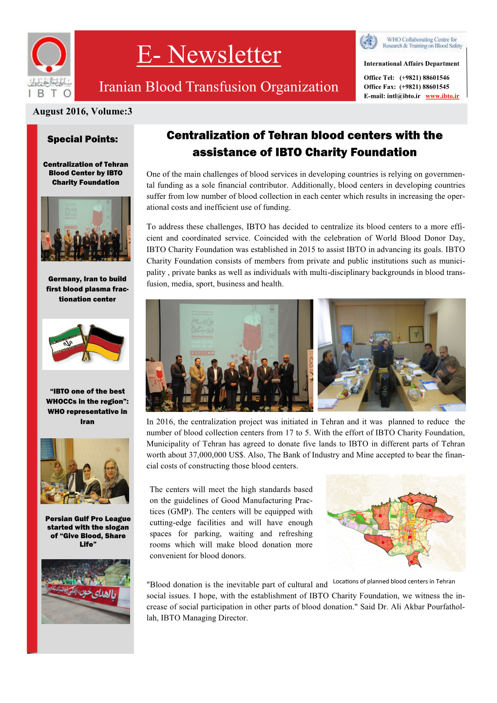 E-Newsletter, Volume 3, August 2016