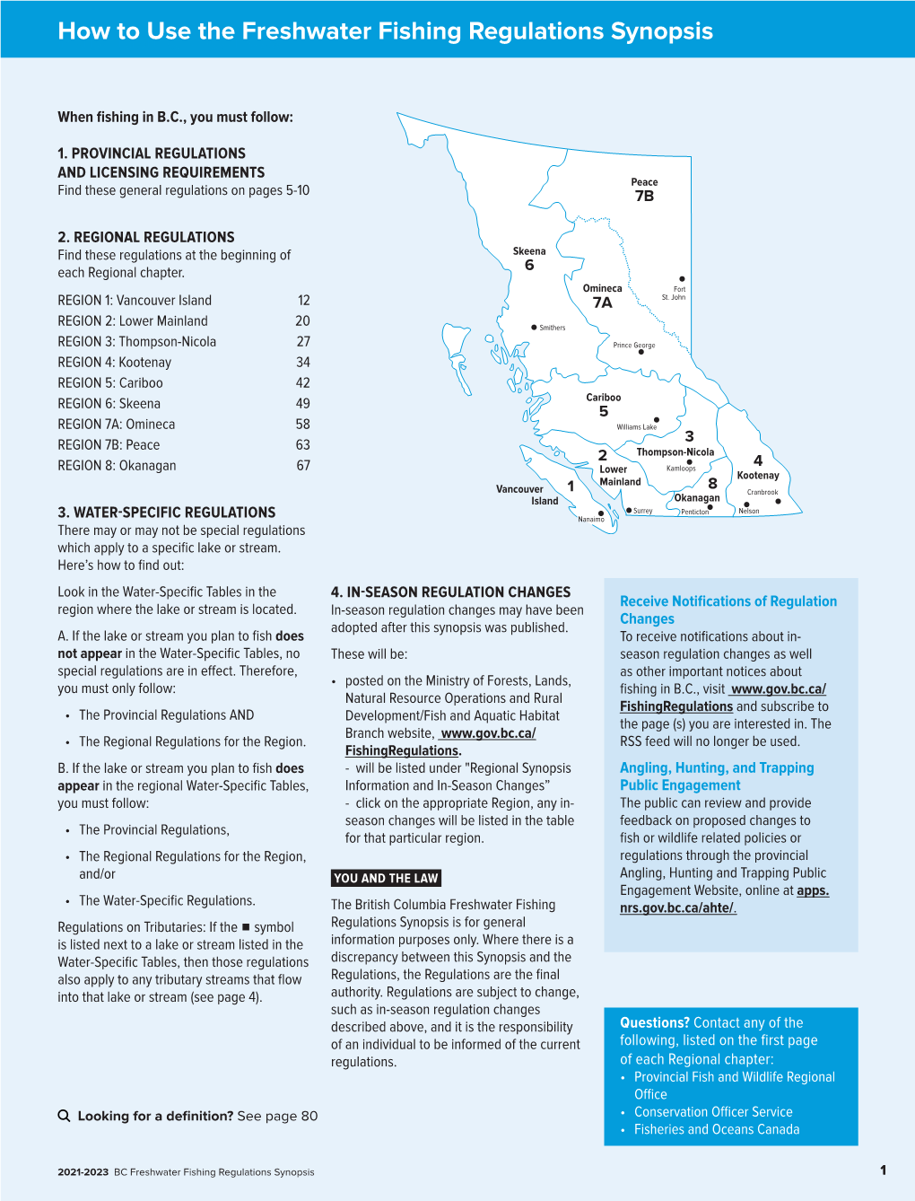 How to Use the Freshwater Fishing Regulations Synopsis