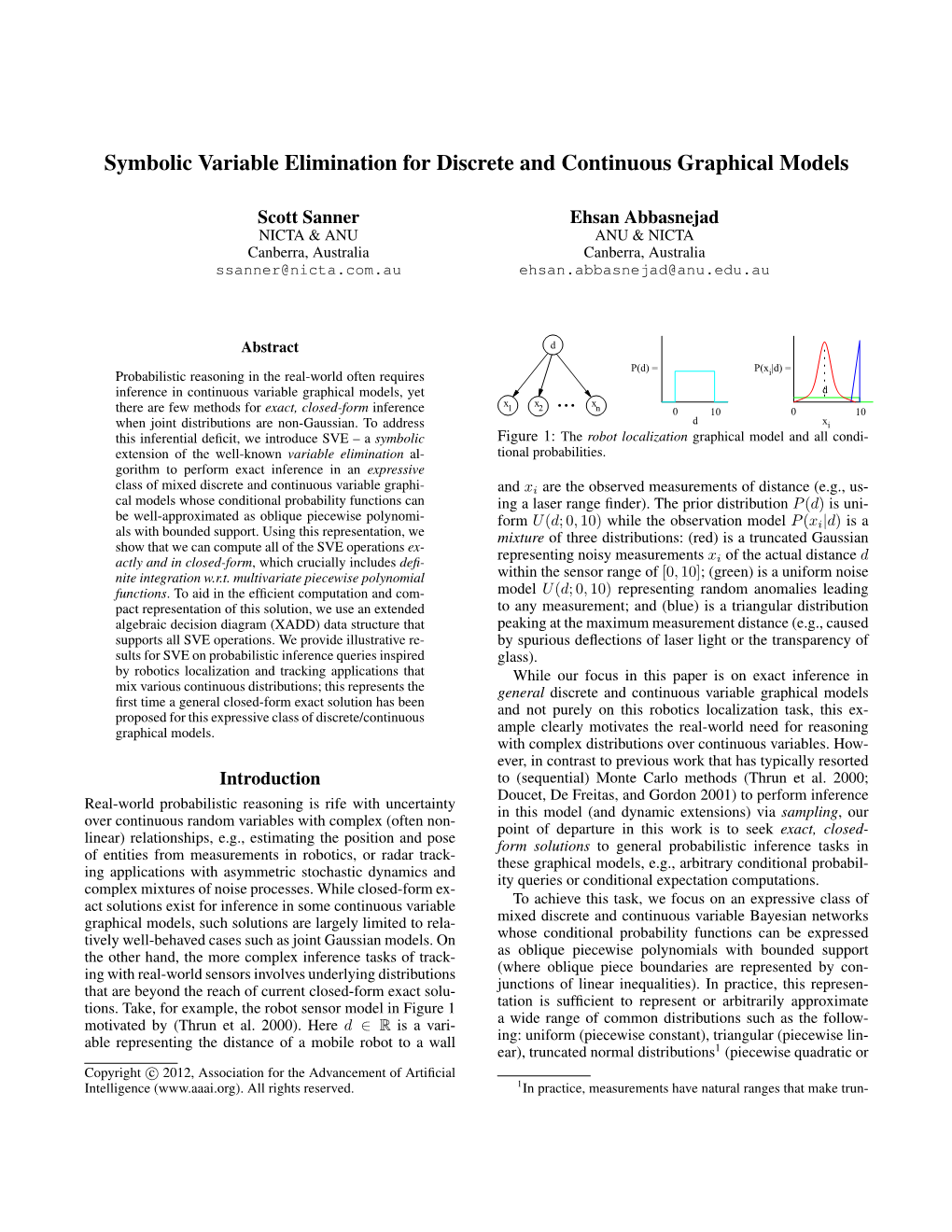 Symbolic Variable Elimination for Discrete and Continuous Graphical Models