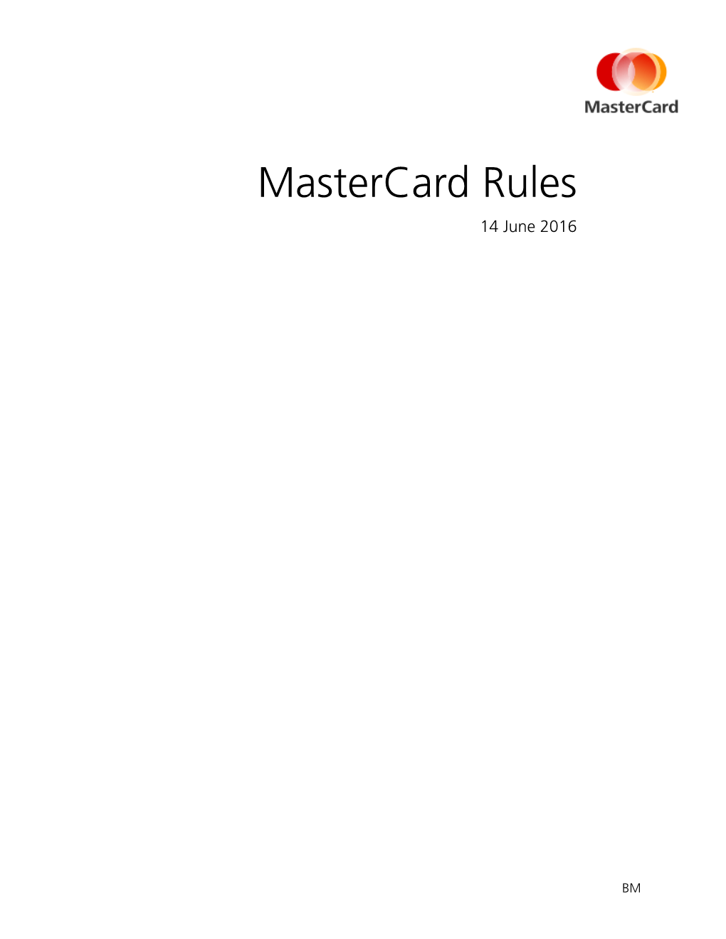 Mastercard Rules 14 June 2016