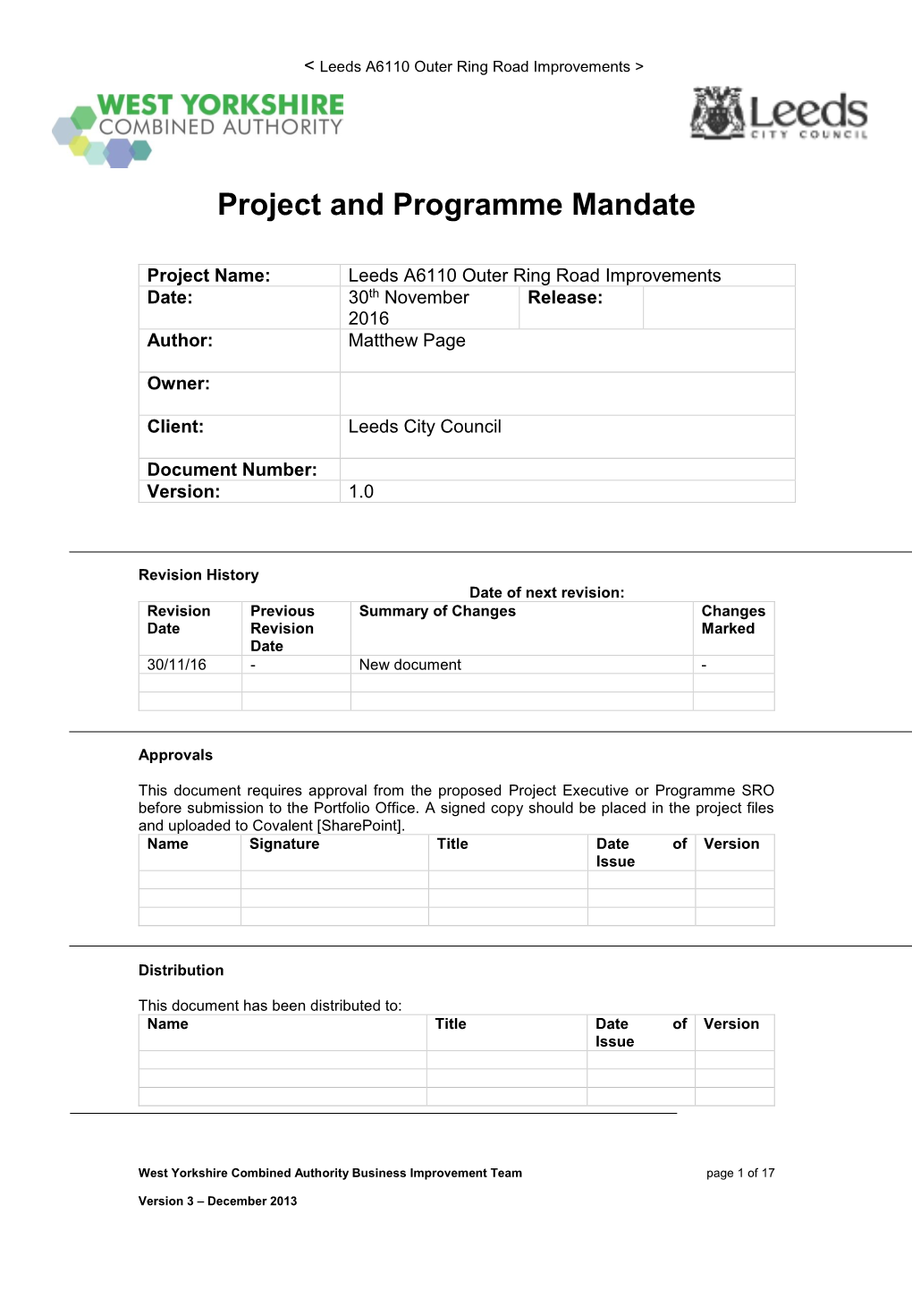 Project and Programme Mandate