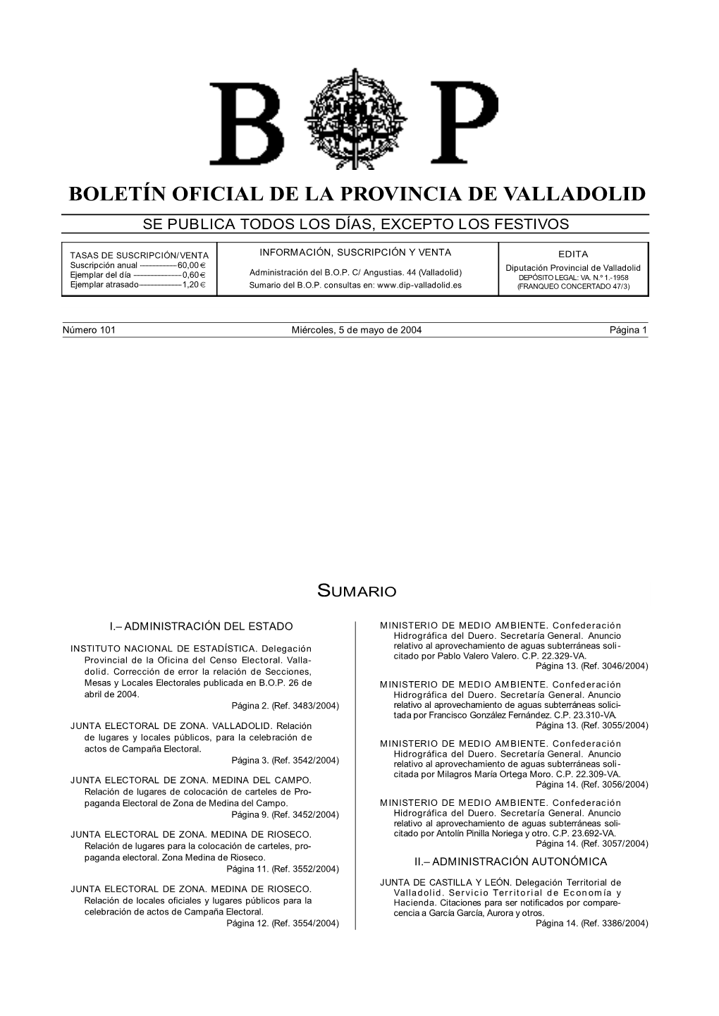 Boletín Oficial De La Provincia De Valladolid