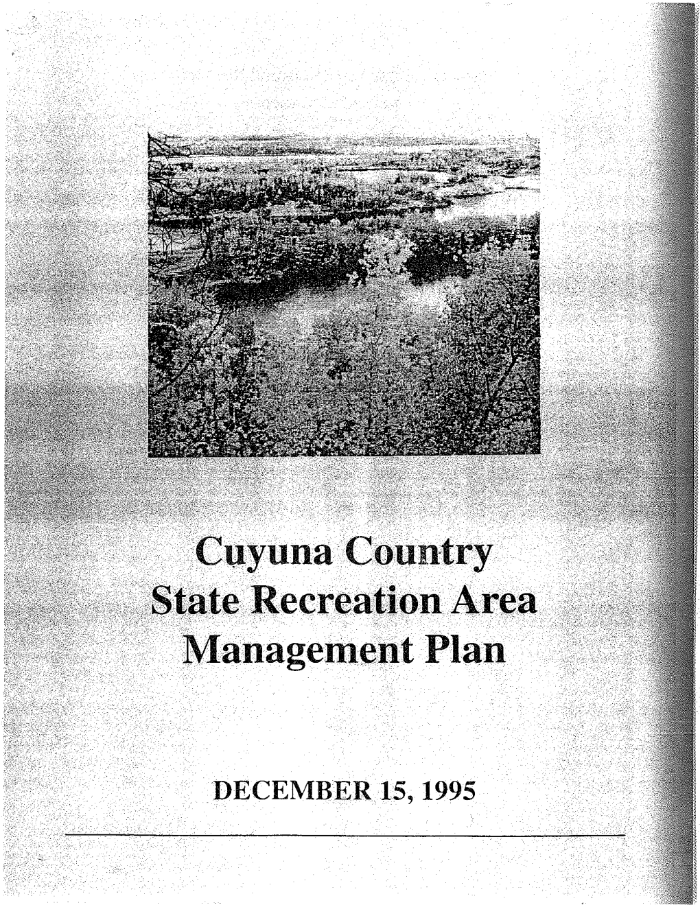 Cuyuna Country State Recreation Area Management Plan 1995