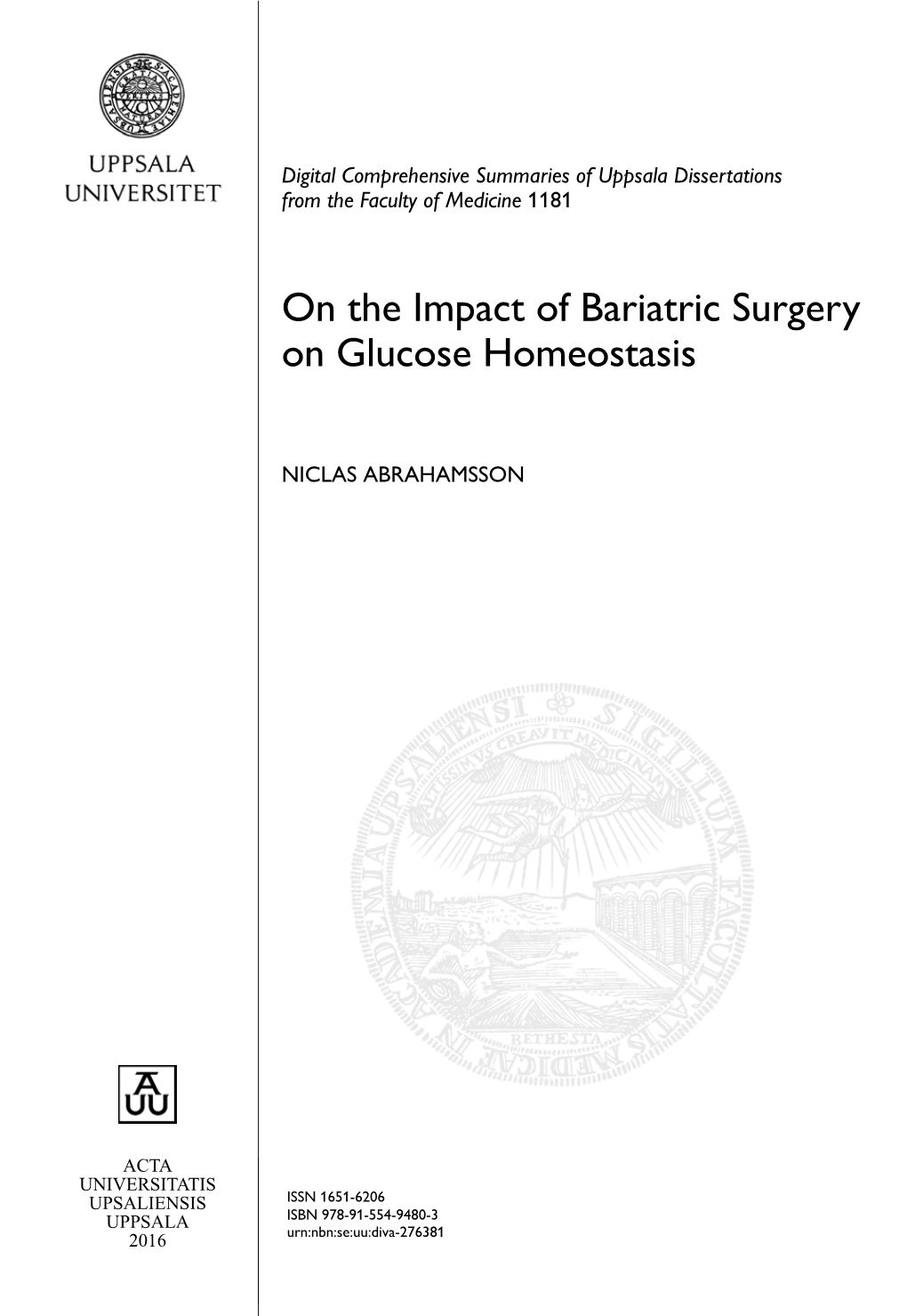 On the Impact of Bariatric Surgery on Glucose Homeostasis
