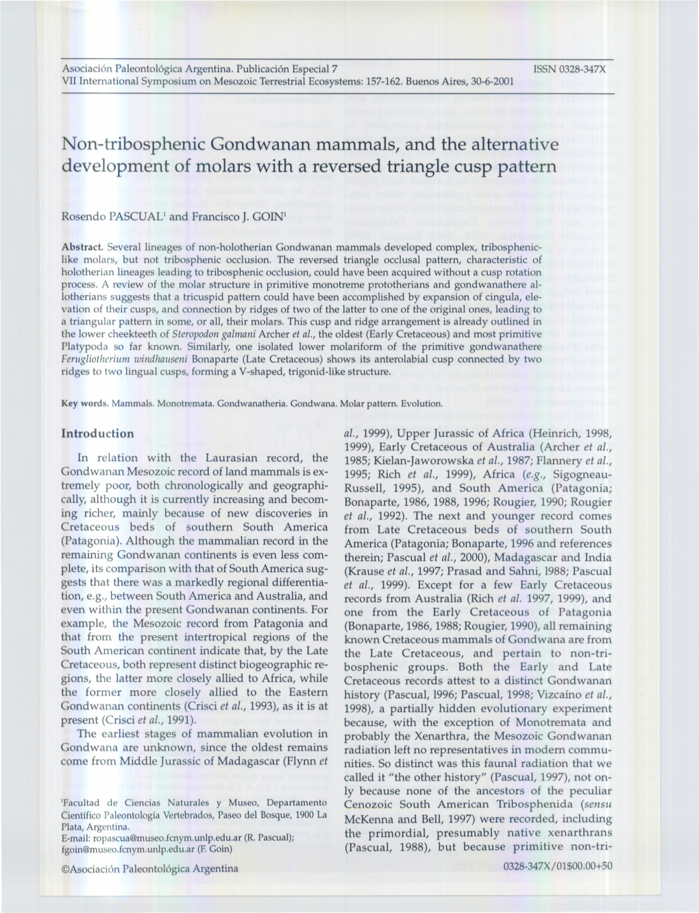 Non-Tribosphenic Gondwanan Mammals, and the Alternative Development of Molars with a Reversed Triangle Cusp Pattern