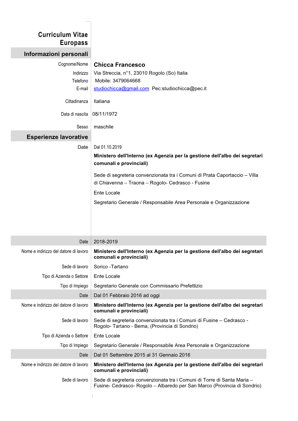 Curriculum Vitae Chicca Francesco 2019.Pdf