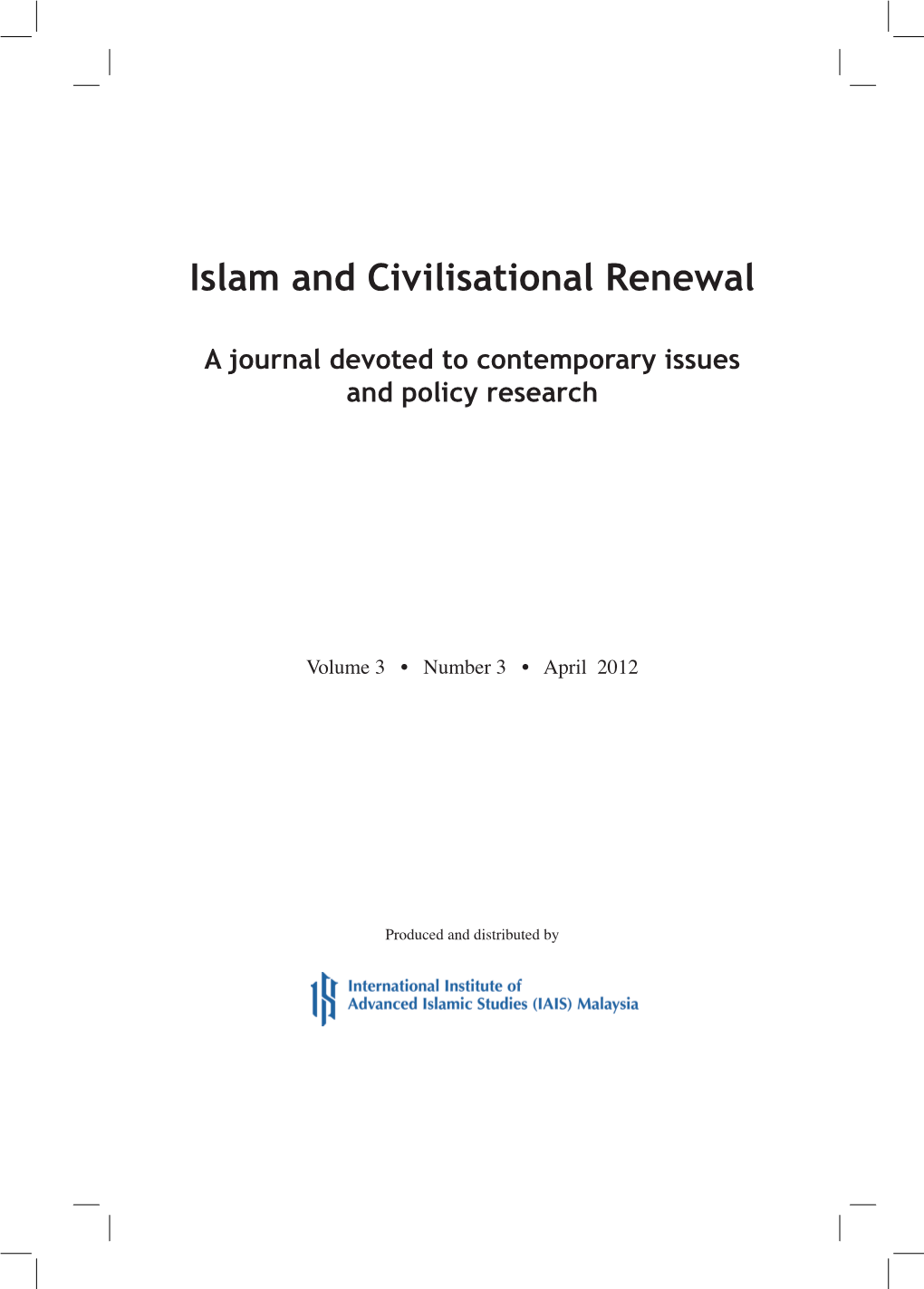 Islam and Civilisational Renewal