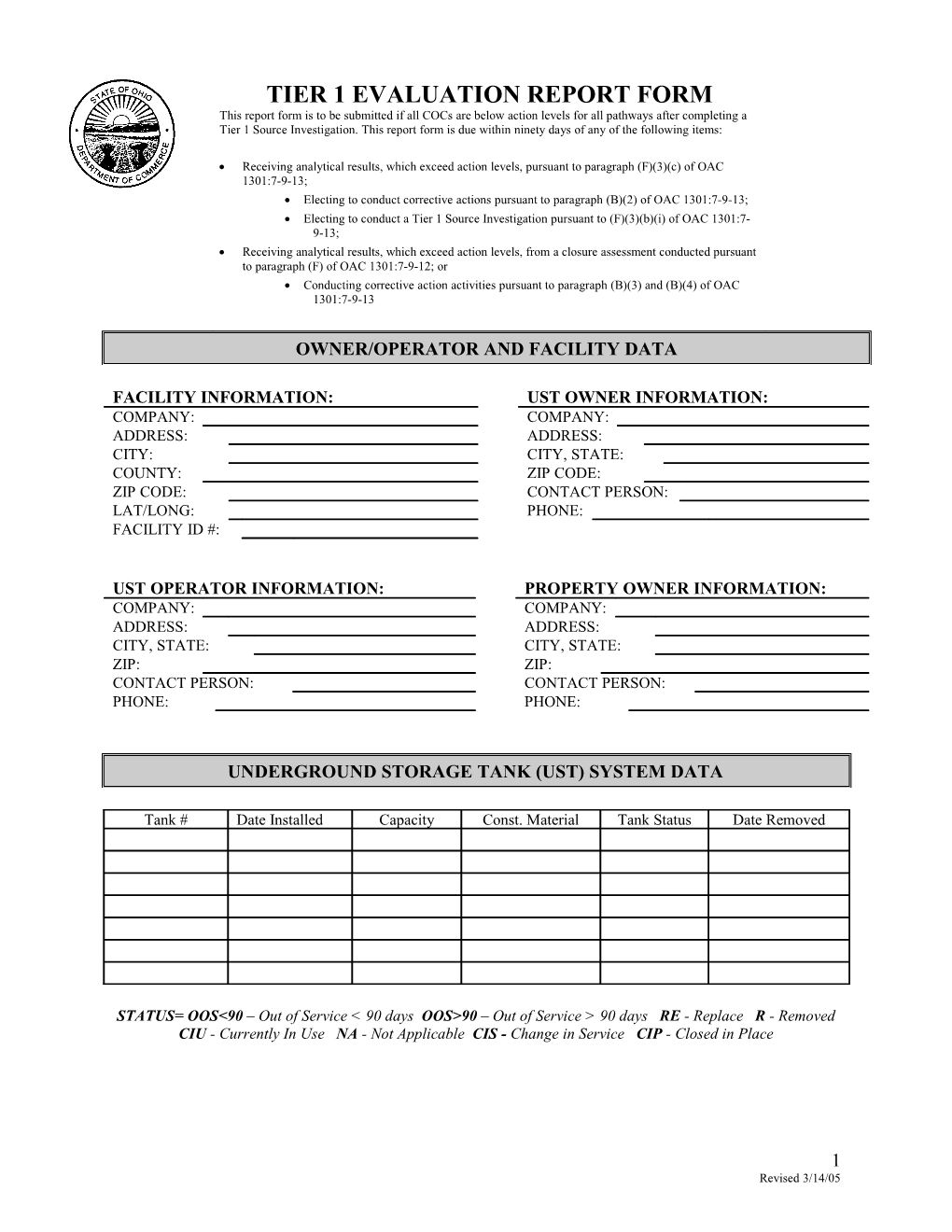 Tier 1 Evaluation Form