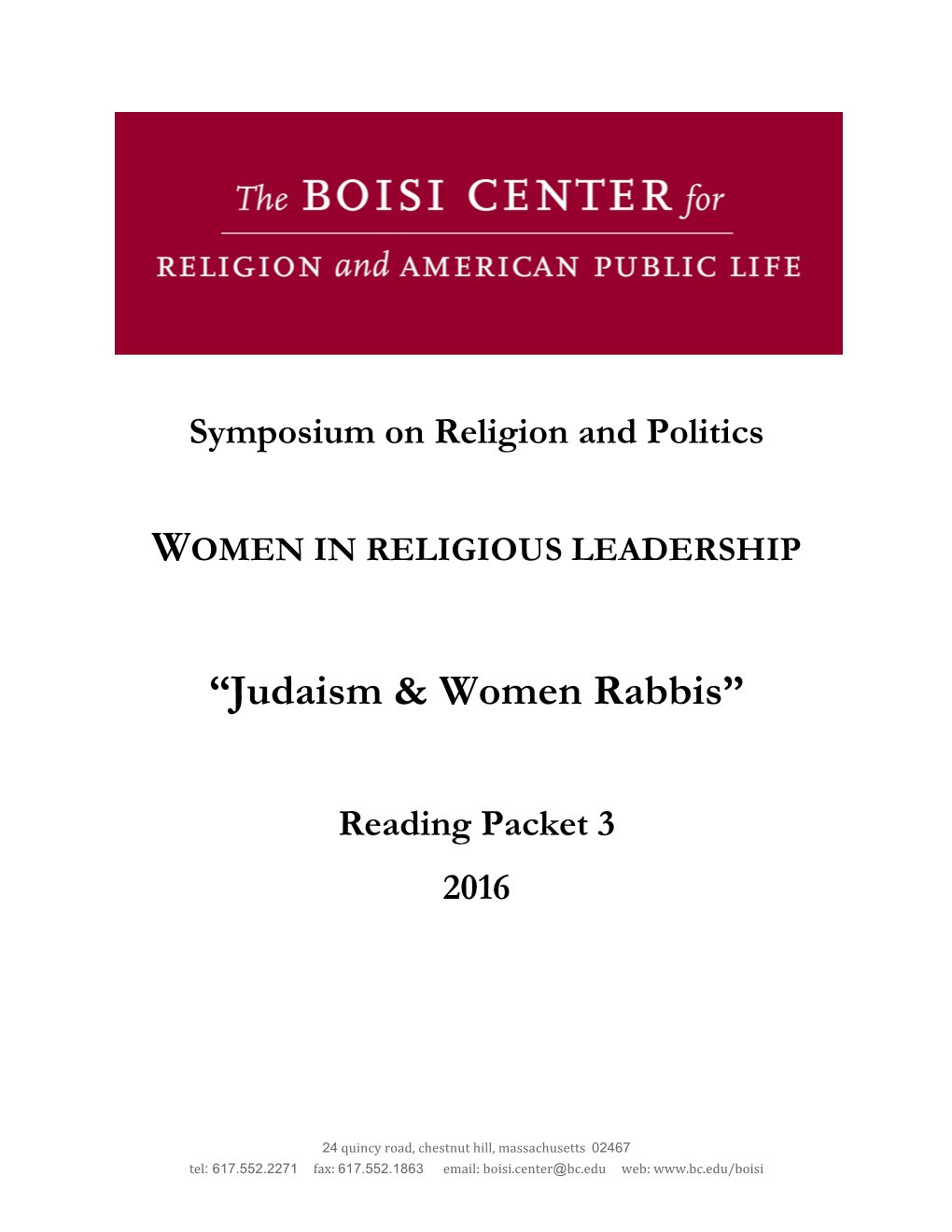 “Judaism & Women Rabbis”