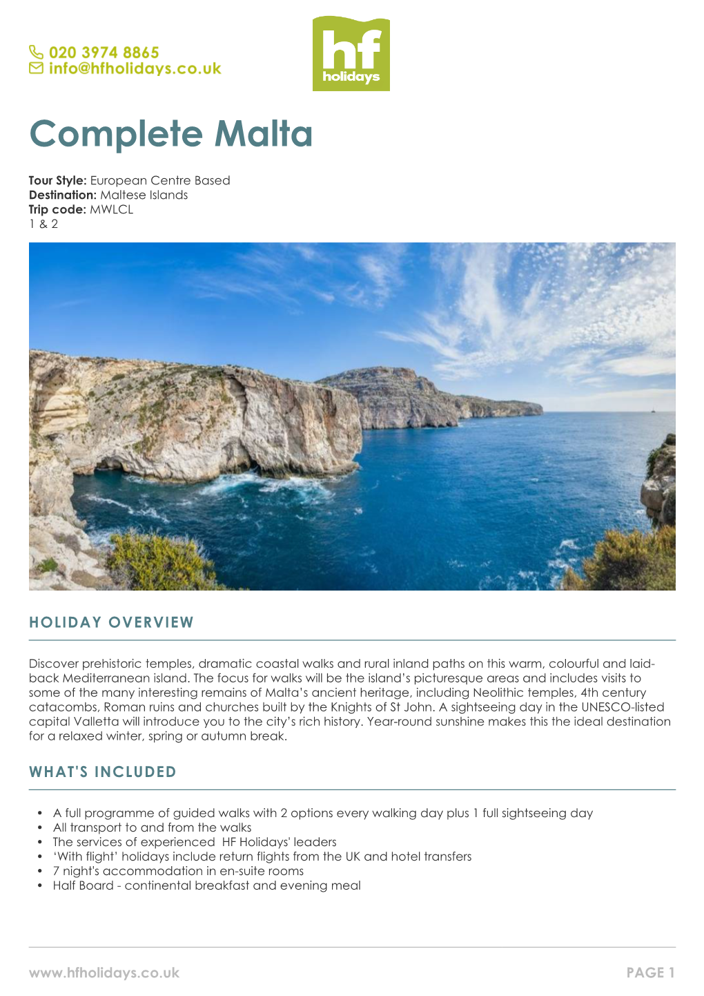 7-Night Malta Guided Walking Holiday