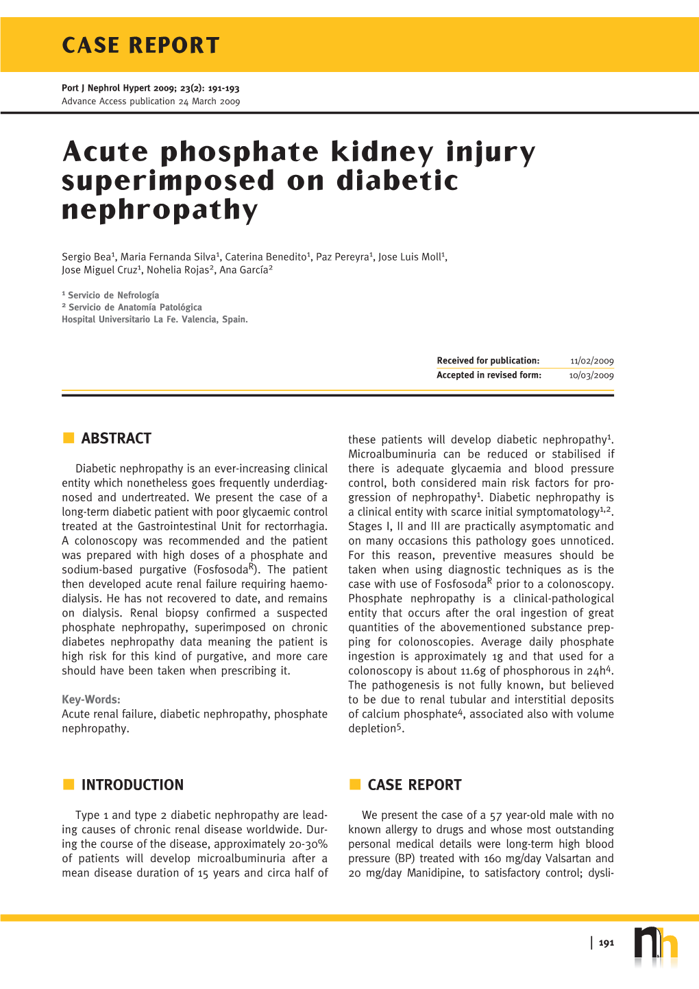 Acute Phosphate Kidney Injury Superimposed on Diabetic Nephropathy