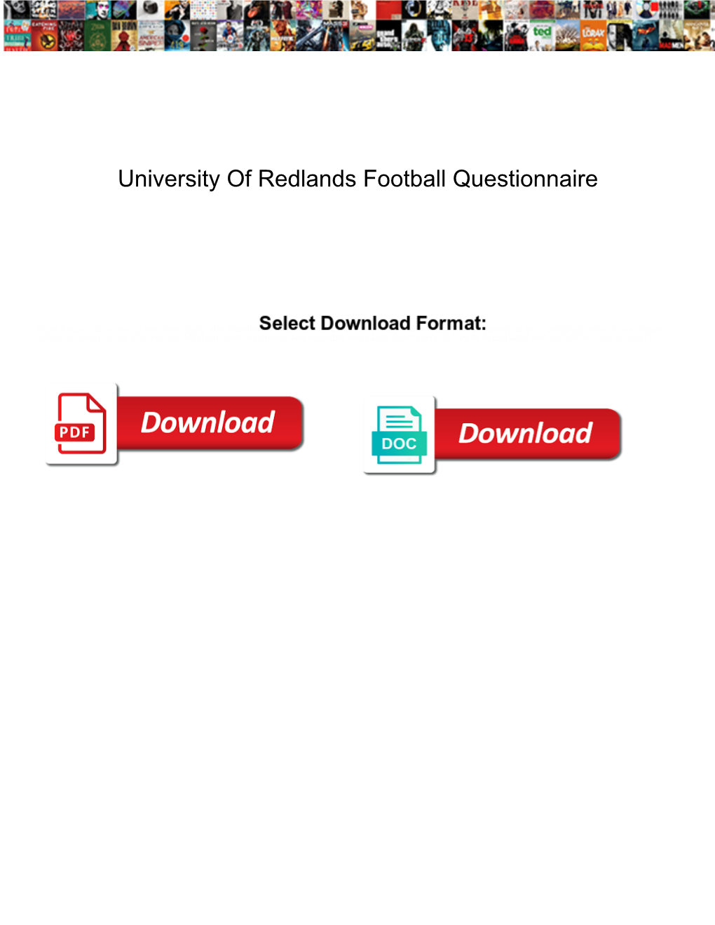 University of Redlands Football Questionnaire