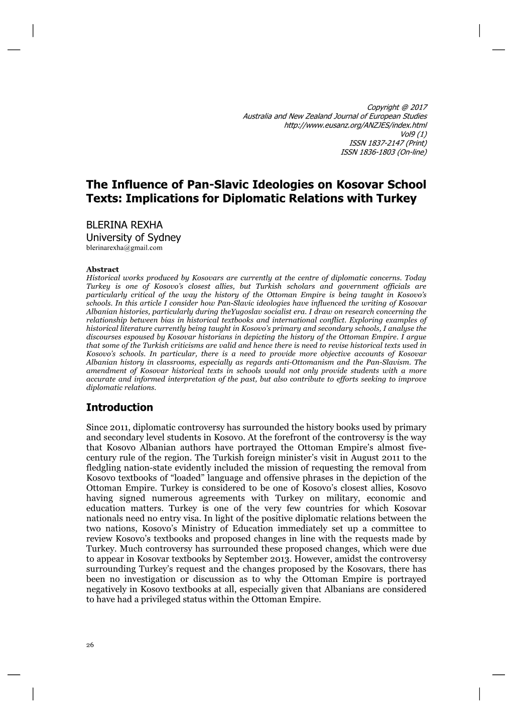 The Influence of Pan-Slavic Ideologies on Kosovar School Texts: Implications for Diplomatic Relations with Turkey