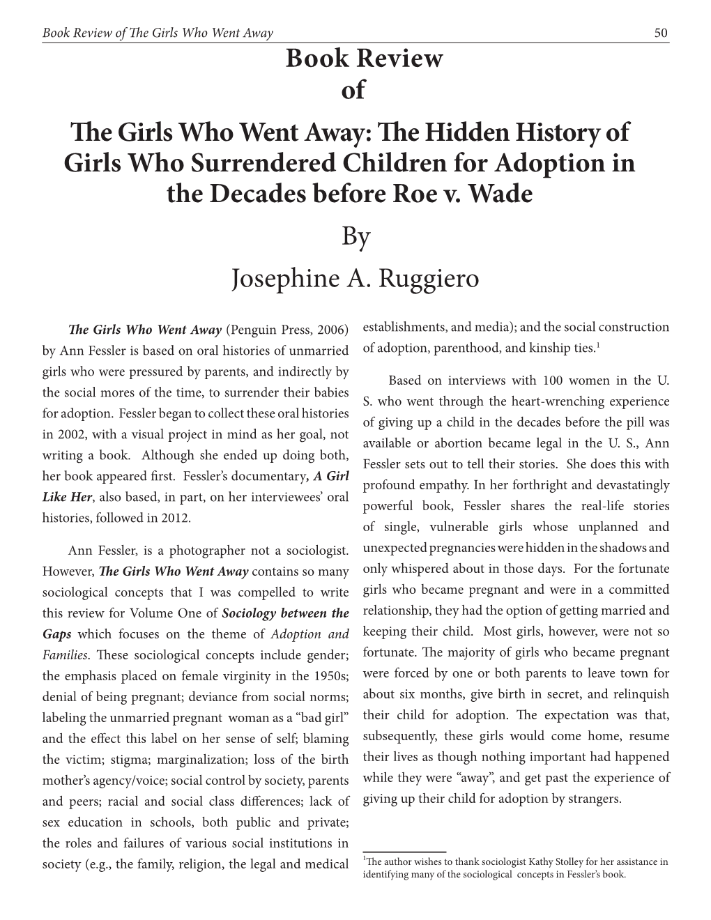 Book Review of the Girls Who Went Away