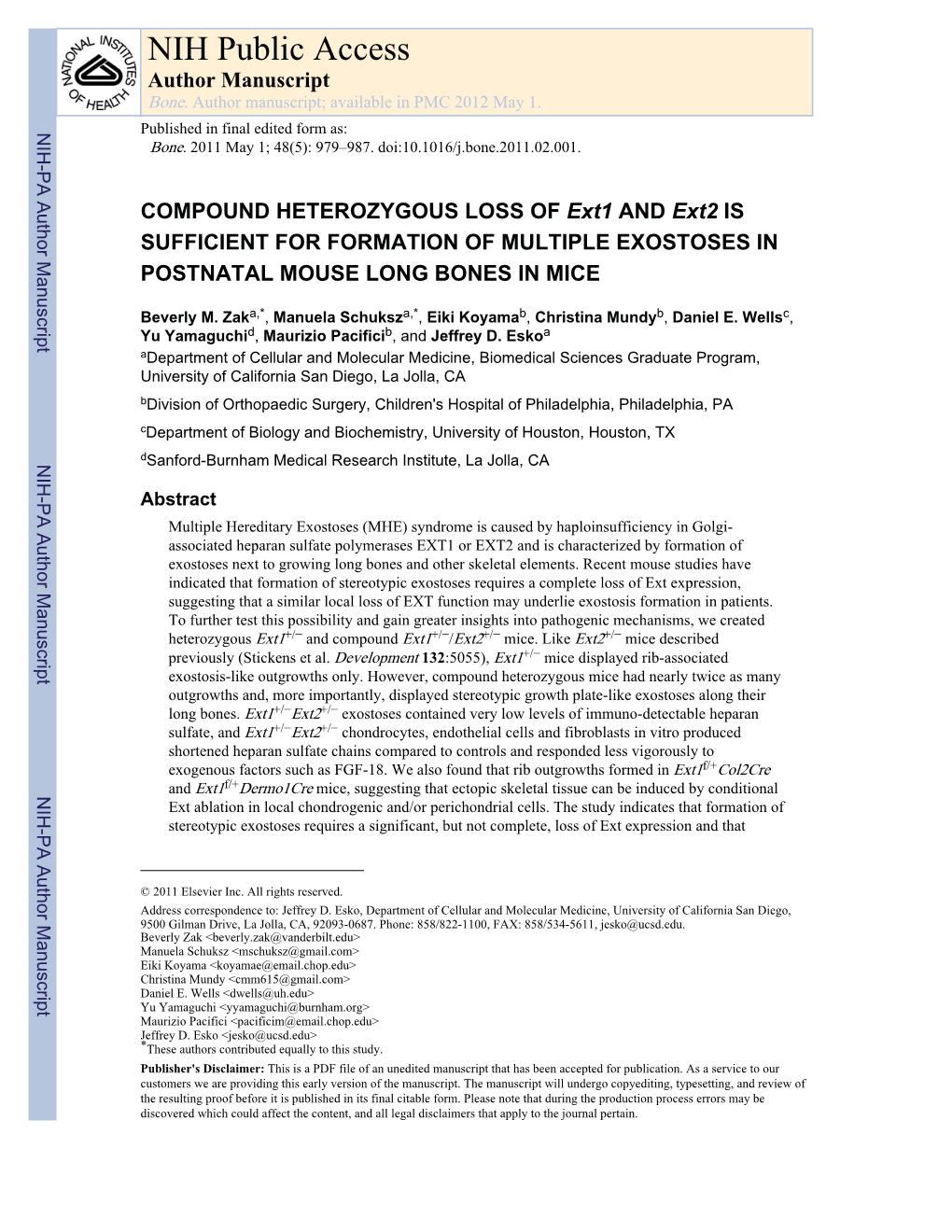 NIH Public Access Author Manuscript Bone