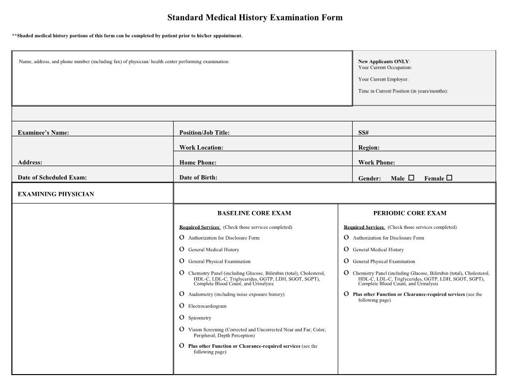 Healthcare - Patient Medical Evaluation Form