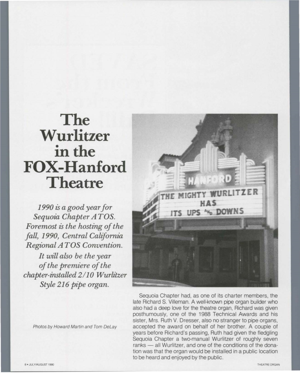 The Wurlitzer in the FOX-Hanford Theatre