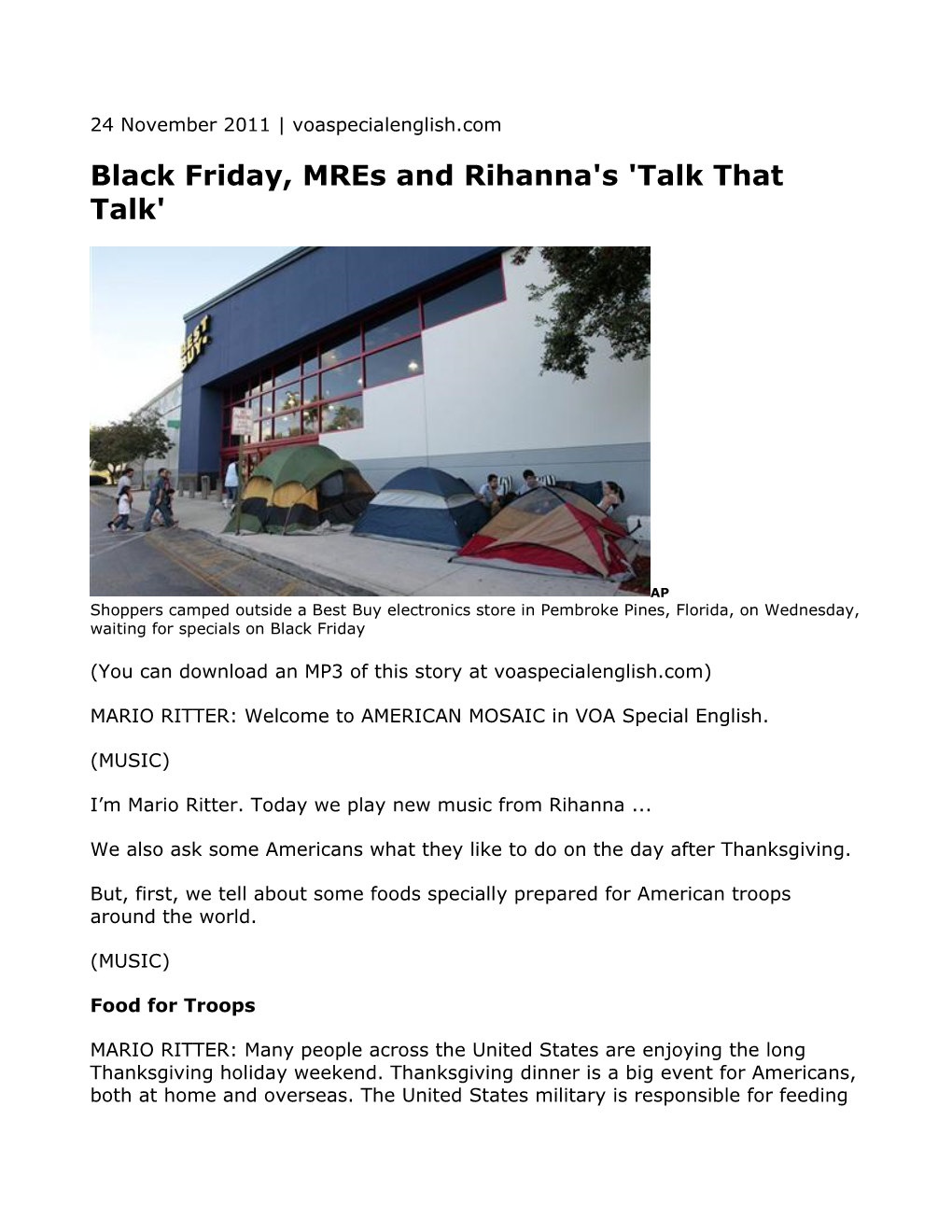 Black Friday, Mres and Rihanna's 'Talk That Talk'