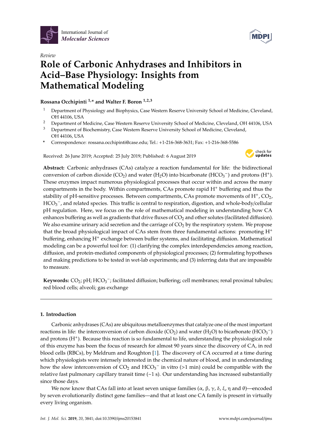 Role of Carbonic Anhydrases and Inhibitors in Acid–Base Physiology: Insights from Mathematical Modeling